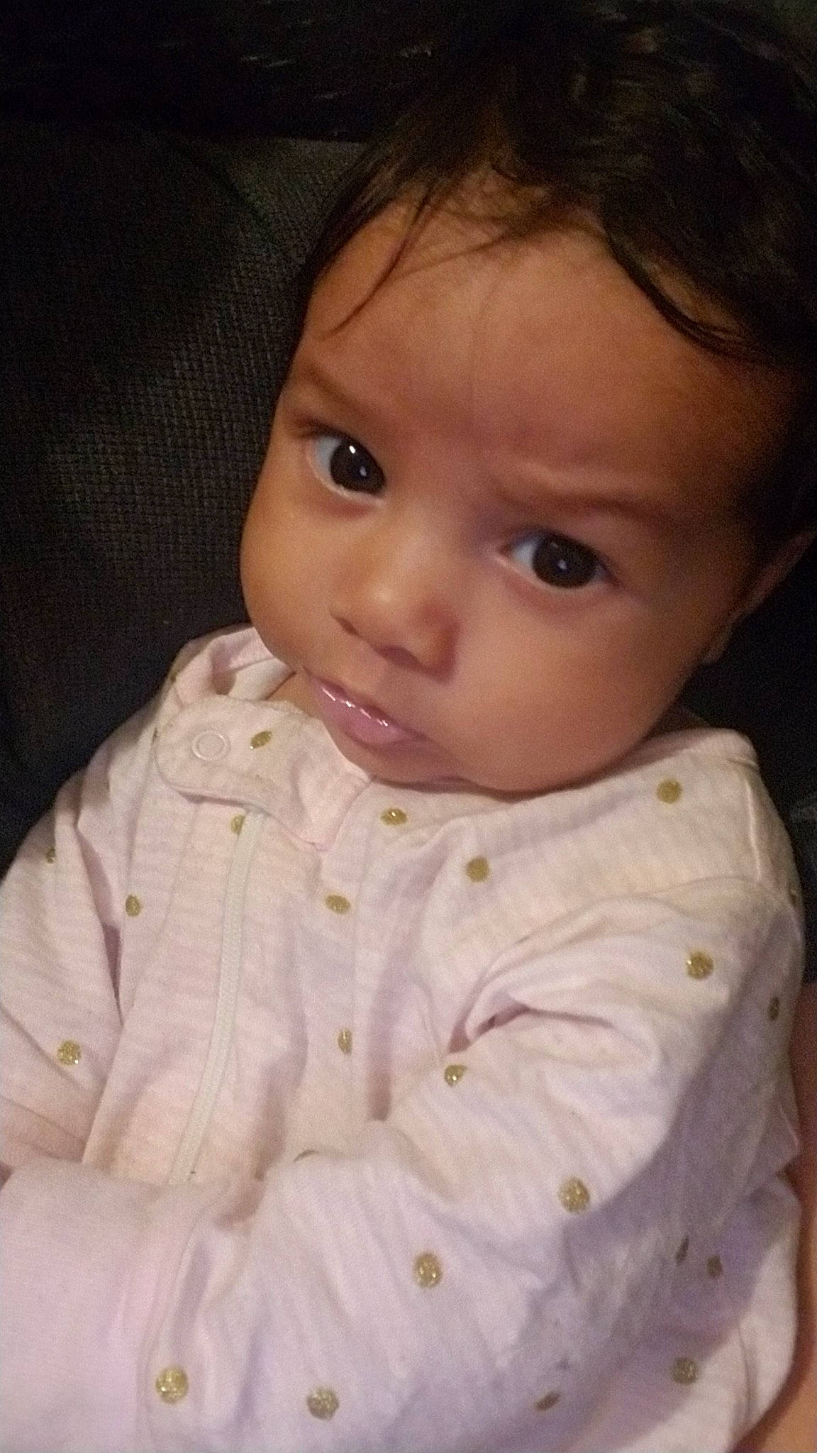 Luna joined the competition — help win amazing prizes! baby, baby_toddler_clothing, brown_hair, cheek, child, collar, eye, eyebrow, eyelash, forehead, hair, head, iris, lip, mouth, nose, person, skin, sleeve, smile