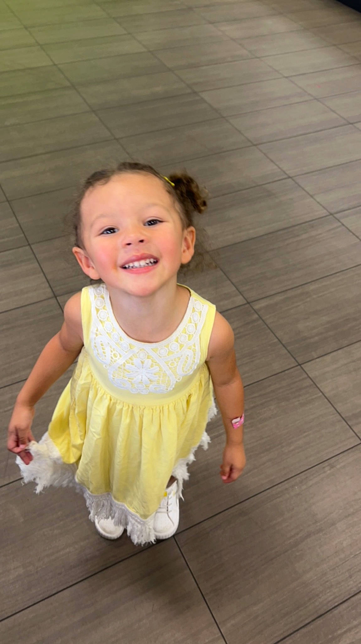 Hadyn joined the competition — help win amazing prizes! baby_toddler_clothing, cheek, child, day_dress, dress, event, eye, flooring, fun, happy, hardwood, head, iris, joy, leisure, pattern, person, sitting, skin, smile