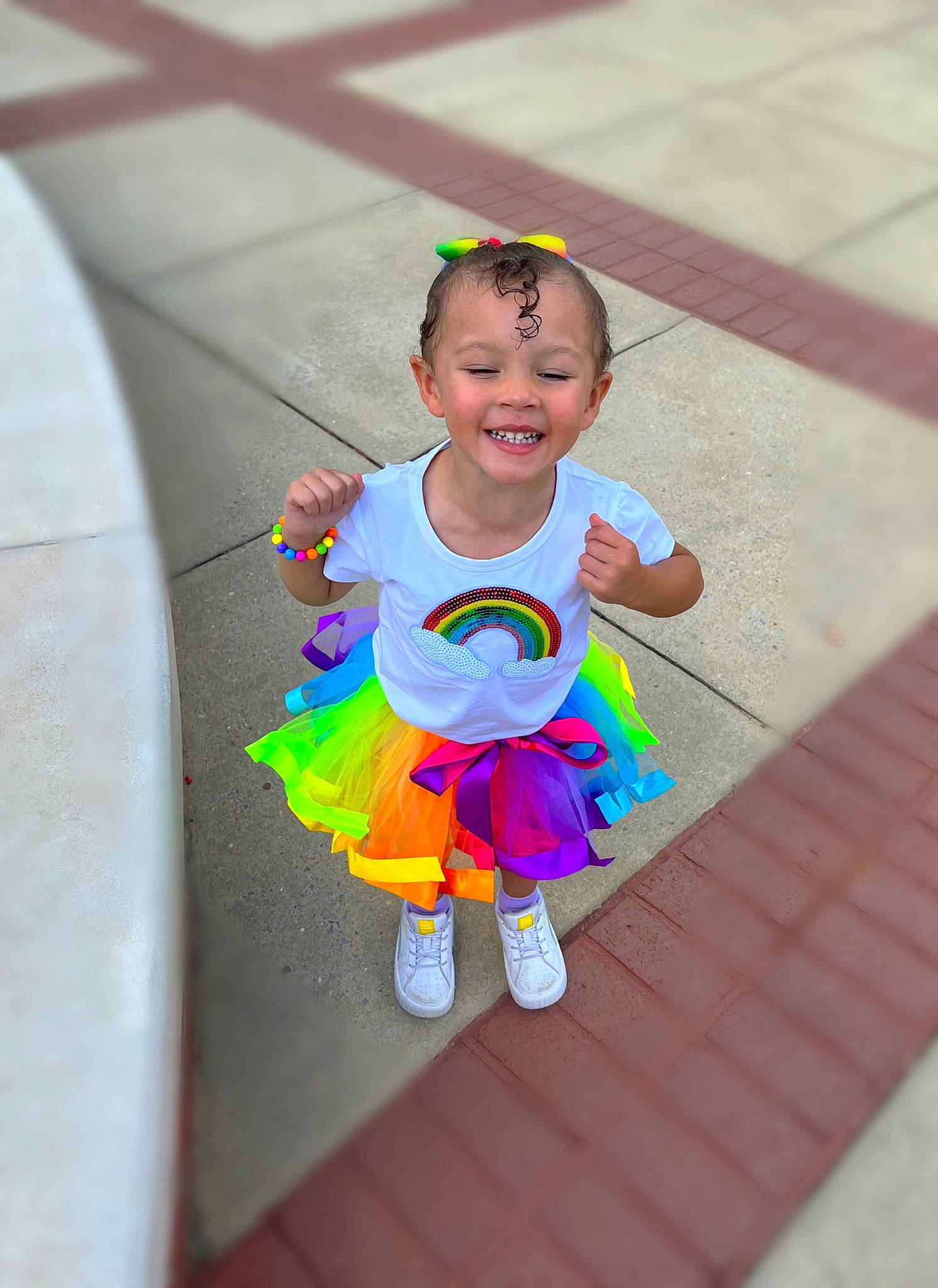 Hadyn joined the competition — help win amazing prizes! baby, baby_toddler_clothing, child, costume, fashion_accessory, fun, happy, human_leg, joy, leisure, magenta, pattern, person, pink, play, purple, recreation, sleeve, smile, t_shirt