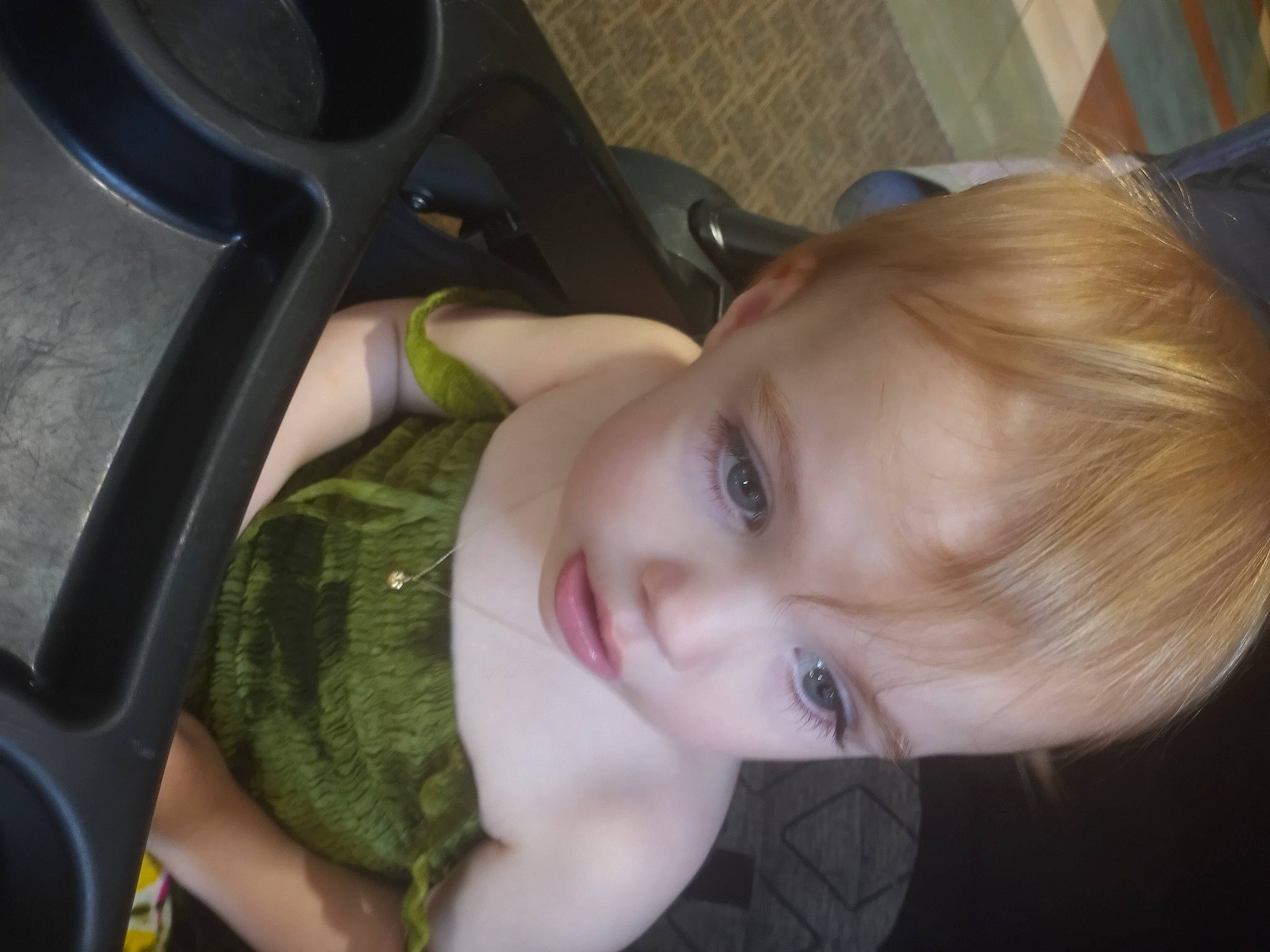 Ensley joined the competition — help win amazing prizes! auto_part, baby, baby_products, baby_toddler_clothing, blond, car_seat, cheek, child, comfort, eyelash, family_car, fun, grass, nose, person, sitting, steering_wheel, toddler, tree, vehicle_door