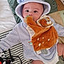Gabriel participe au concours pour gagner de l'argent avec cette photo : baby, infant, plush_toy, pacifier, hooded_outfit, blanket, quilt, animal_pattern, toddler, child, cute, soft_toy, lying_down, indoors, comfort, face, clothing, foot, toy, fabric