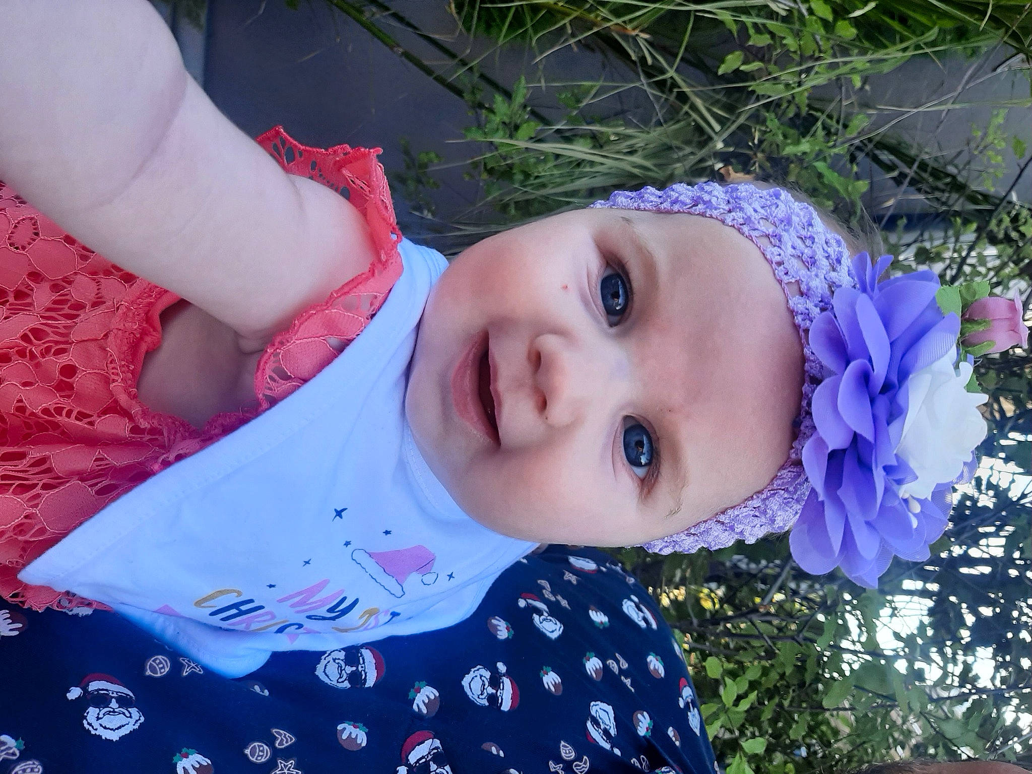 Freya joined the competition — help win amazing prizes! baby_toddler_clothing, chin, eye, eyebrow, eyelash, face, grass, happy, headgear, headwear, iris, lip, nose, people_in_nature, person, pink, plant, skin, smile, toddler