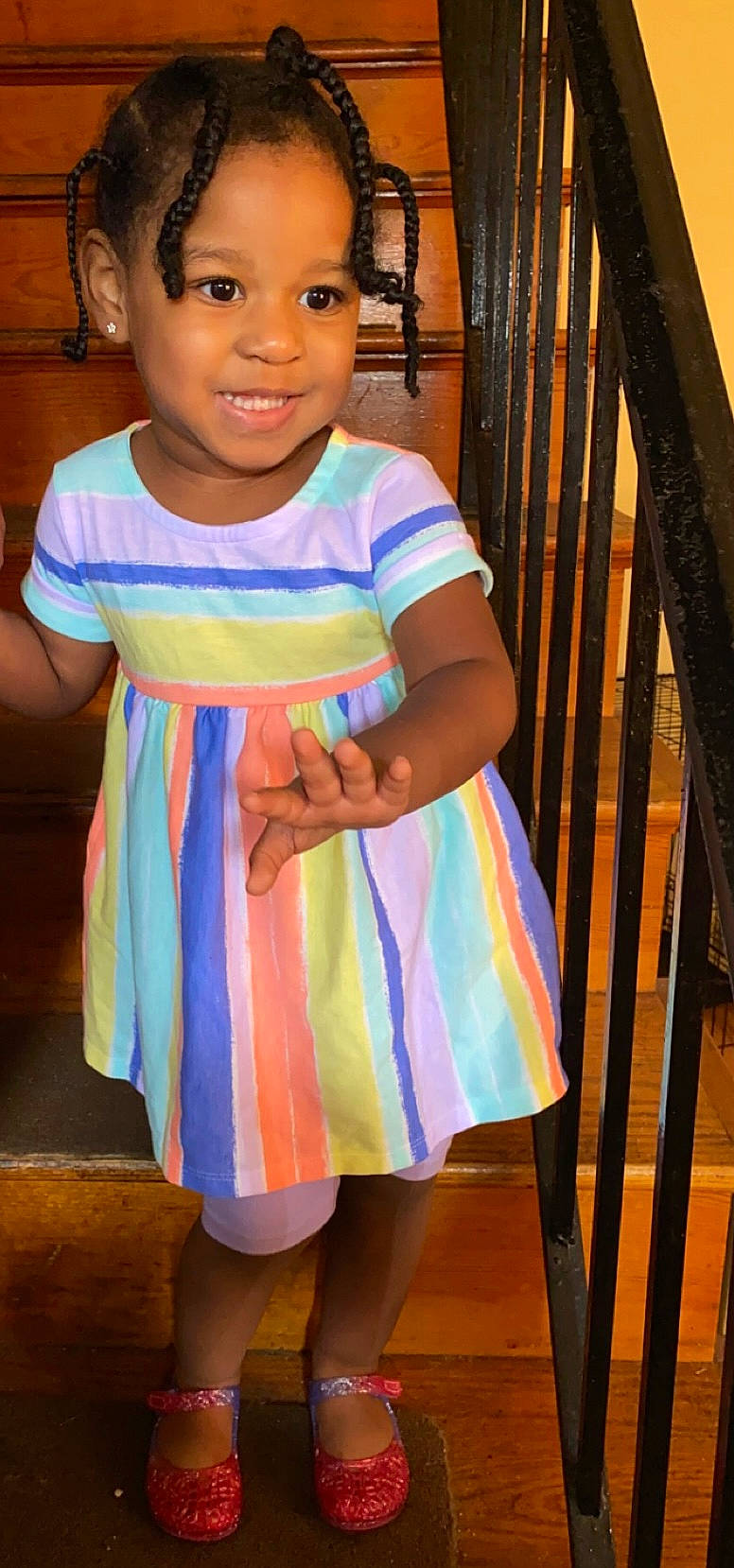 Devynn joined the competition — help win amazing prizes! baby_toddler_clothing, child, dress, electric_blue, fashion_design, happy, jewellery, joy, magenta, neck, pattern, person, pink, purple, sitting, sleeve, smile, street_fashion, t_shirt, textile