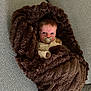 baby, infant, pacifier, blanket, brown_blanket, couch, fabric, texture, wrapped, snug, cute, face, head, eyes, lying_down, indoor, soft, comfort, person, newborn