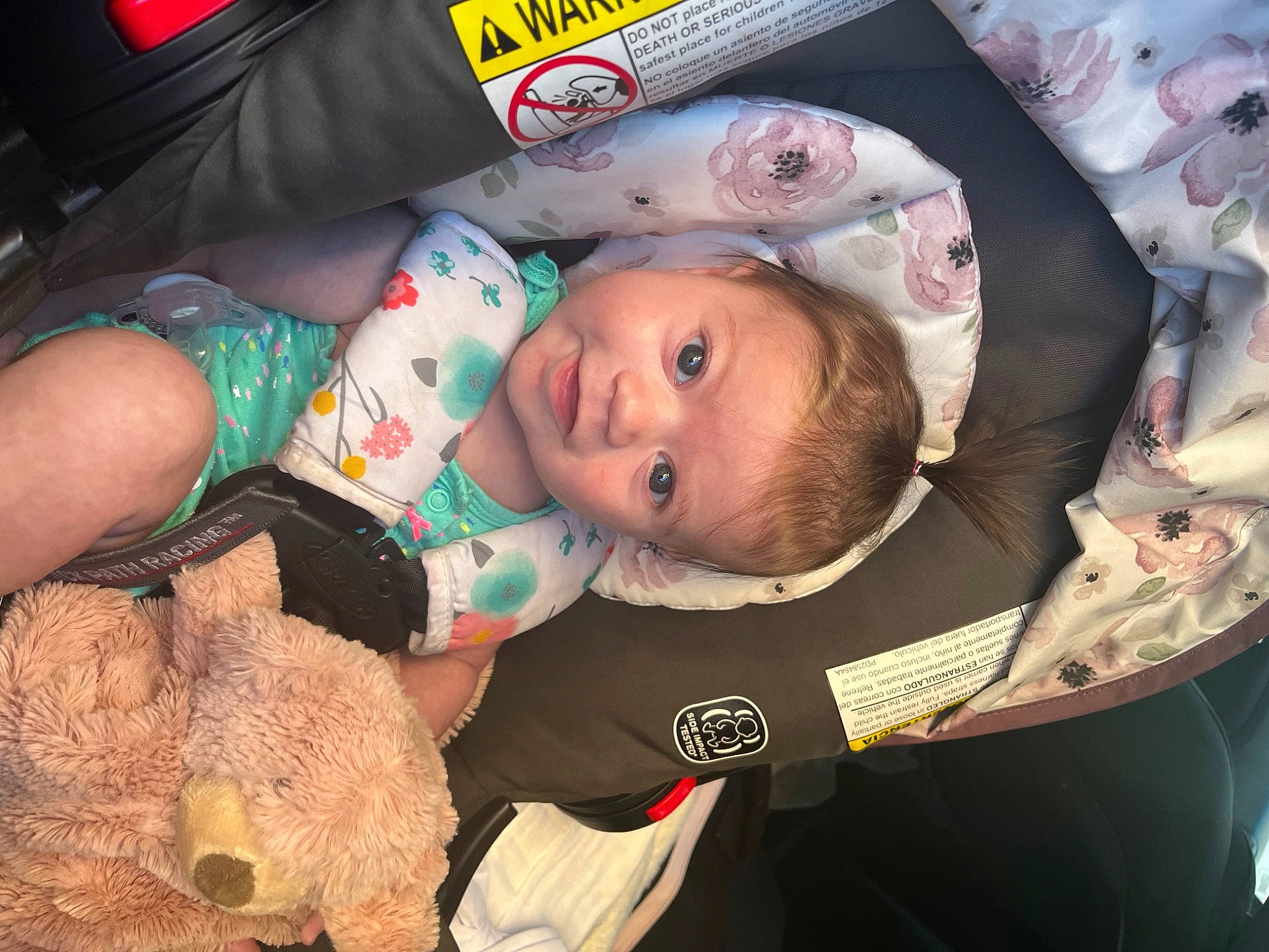 Nevaeh is registered to the contest to win money with this photo: baby, baby_carriage, baby_products, baby_toddler_clothing, cheek, child, comfort, fun, fur, happy, iris, mouth, person, pink, plastic, room, skin, smile, teddy_bear, toddler