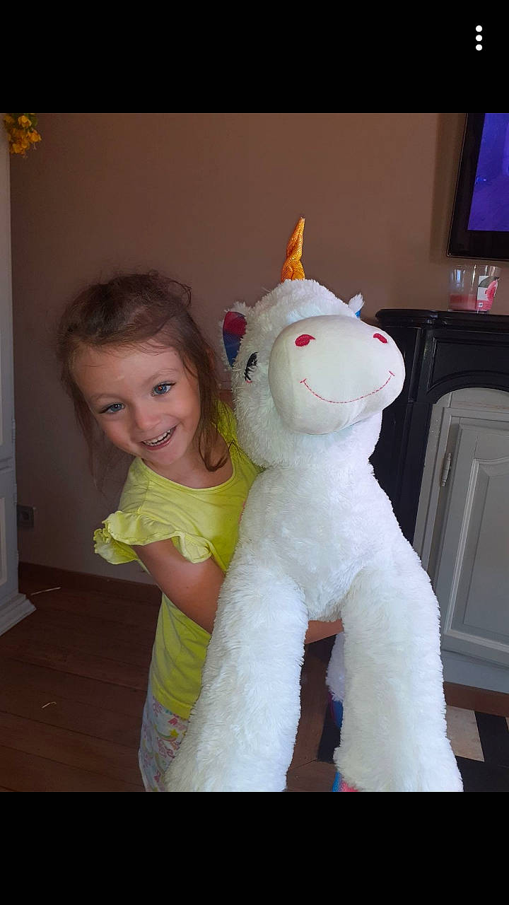Laurie a rejoint le concours — aidez-le/la à gagner de superbes lots ! child, fictional_character, joy, mythical_creature, person, plush, stuffed_toy, toy, unicorn