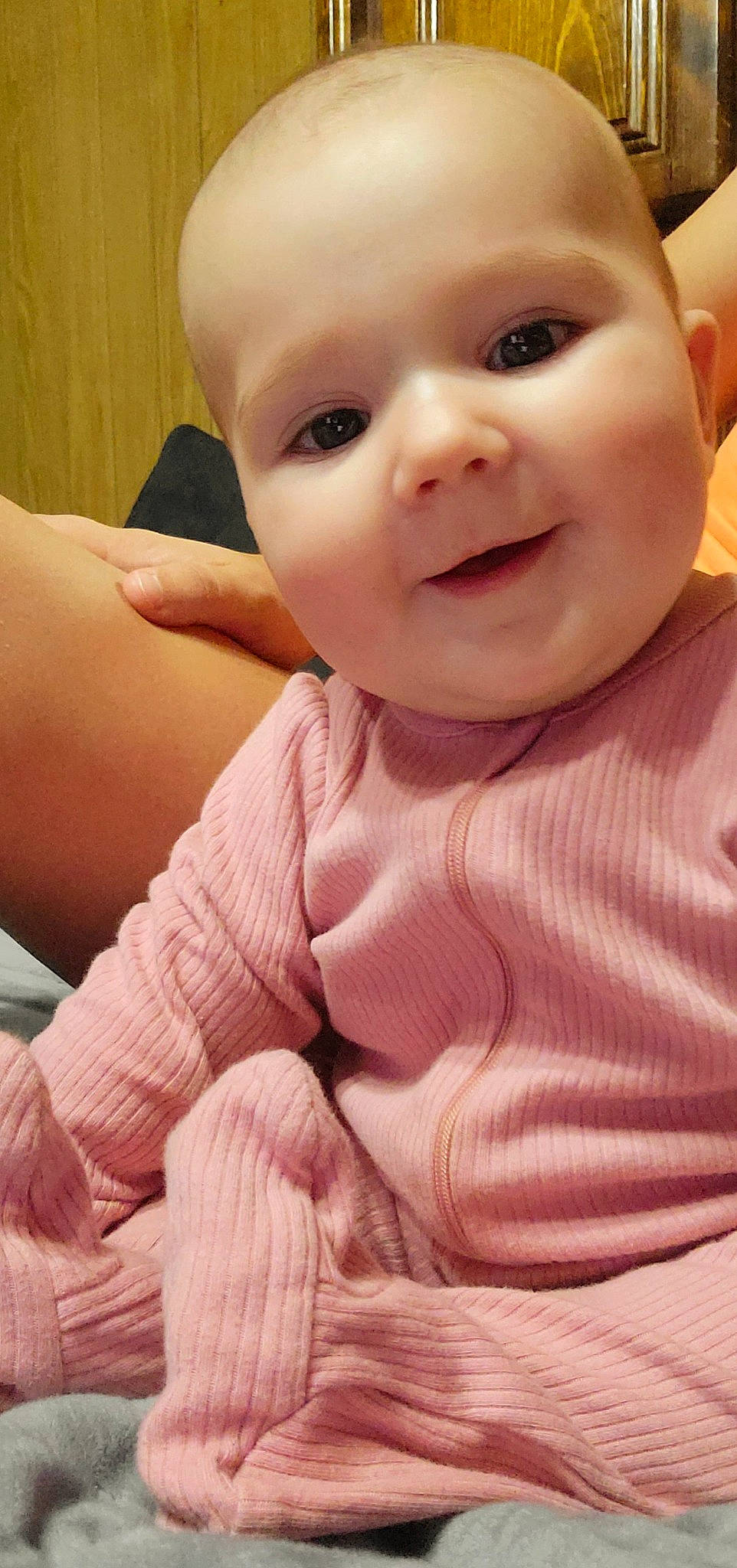 Lorelai joined the competition — help win amazing prizes! baby, baby_toddler_clothing, cheek, eye, eyebrow, eyelash, finger, happy, head, human_body, iris, lip, mouth, neck, nose, person, pink, skin, sleeve, smile