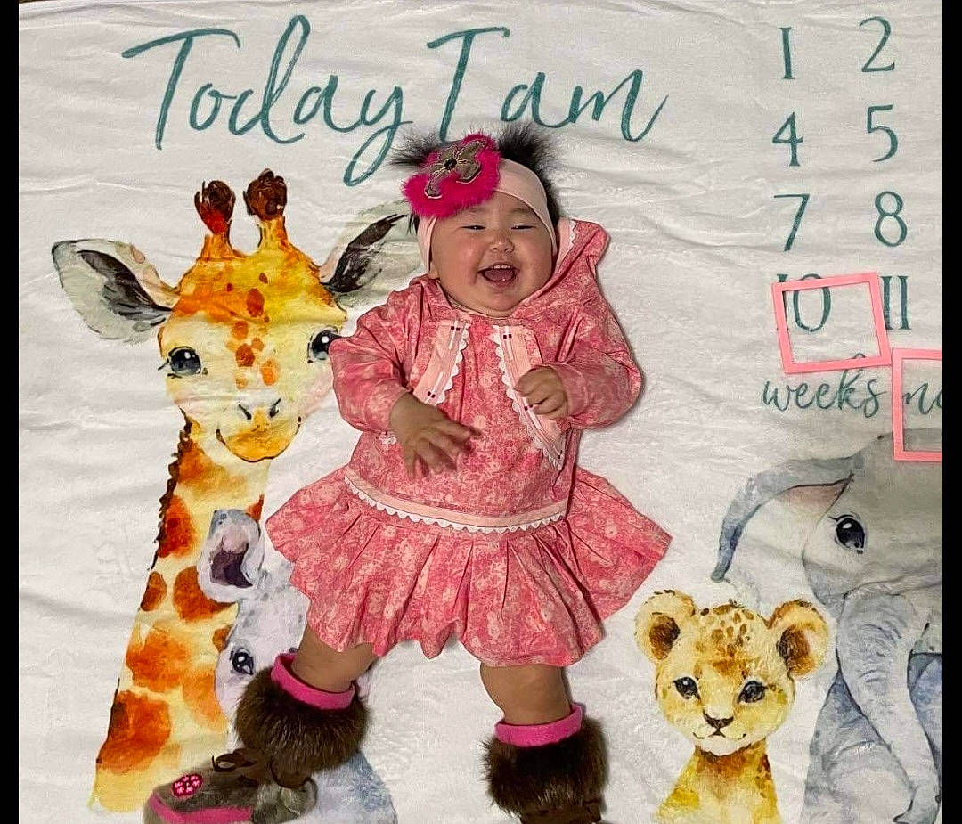 Alaiya joined the competition — help win amazing prizes! art, baby_toddler_clothing, child, costume, costume_hat, event, fashion_accessory, fawn, fictional_character, font, happy, headwear, illustration, magenta, mammal, pattern, person, pink, textile, toddler