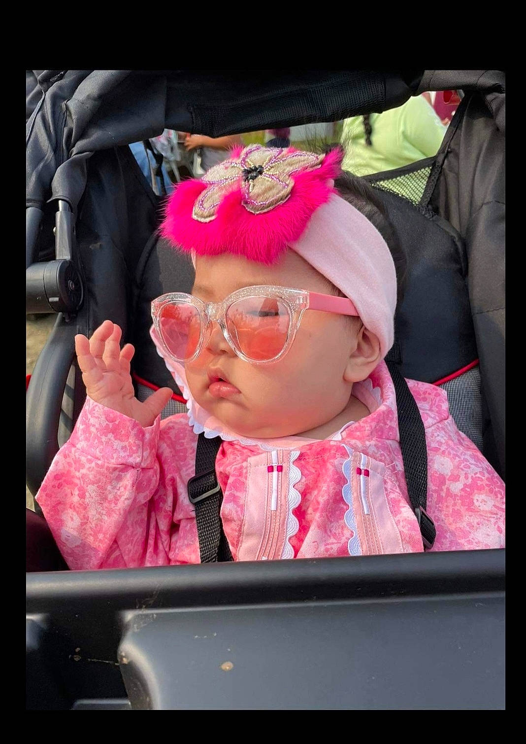 Alaiya joined the competition — help win amazing prizes! baby, baby_products, cap, child, costume, display_device, electronic_device, entertainment, event, eyewear, fashion_accessory, fun, glasses, goggles, headwear, magenta, person, pink, product, sunglasses
