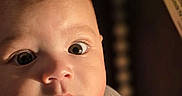 Elyzah is registered to the contest to win money with this photo: baby, face, child, portrait, closeup, expression, curious, infant, skin, eyes, cheeks, lighting, indoors, clothing, baby_seat, soft_light, young, cute, head, person