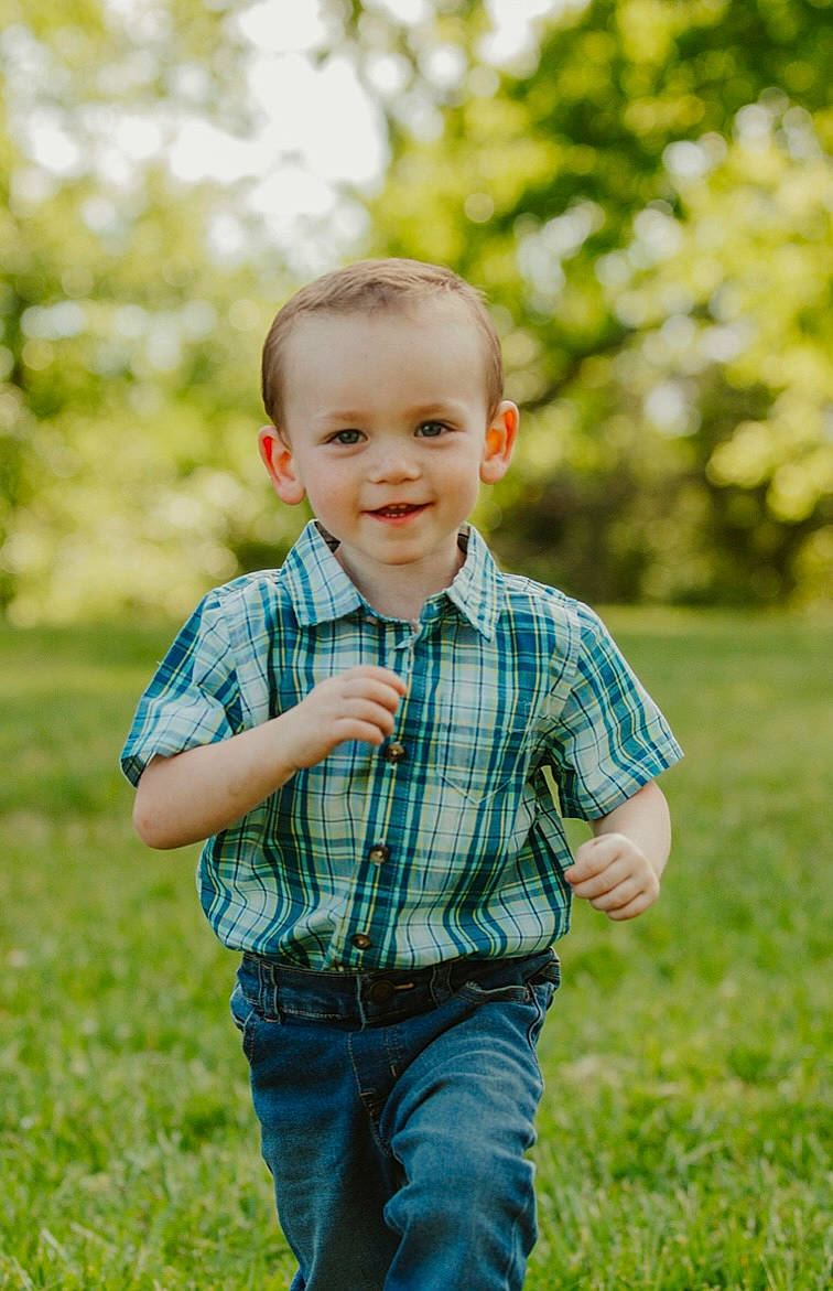 Chase joined the competition — help win amazing prizes! dress_shirt, eye, flash_photography, fun, gesture, grass, grassland, happy, joy, leisure, pattern, people_in_nature, person, plaid, plant, sleeve, smile, t_shirt, tartan, toddler