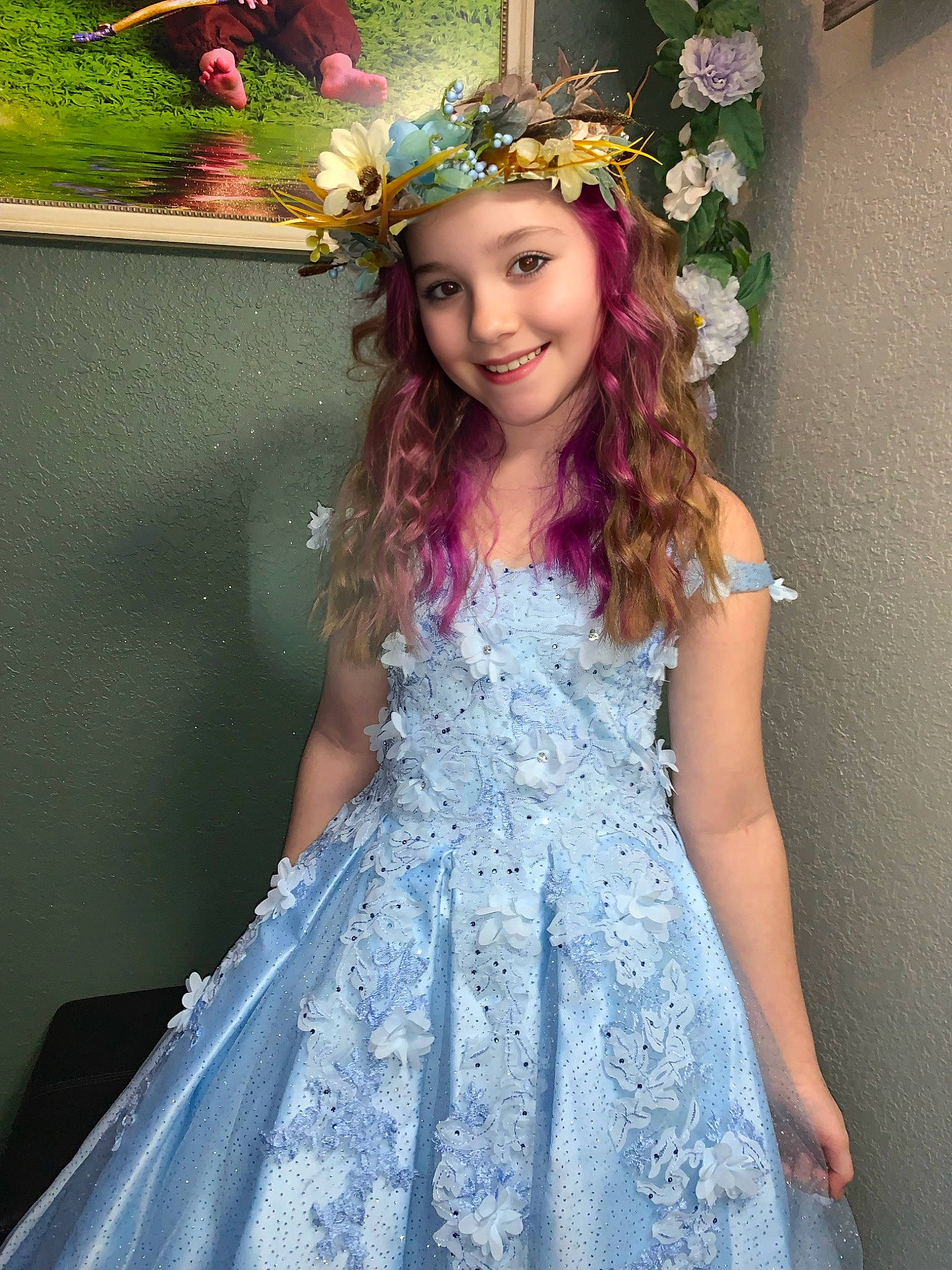 Peytyn joined the competition — help win amazing prizes! day_dress, dress, embellishment, face, fashion, fashion_design, flash_photography, formal_wear, gown, hair, hairstyle, happy, headgear, headpiece, headwear, iris, joy, one_piece_garment, person, pink