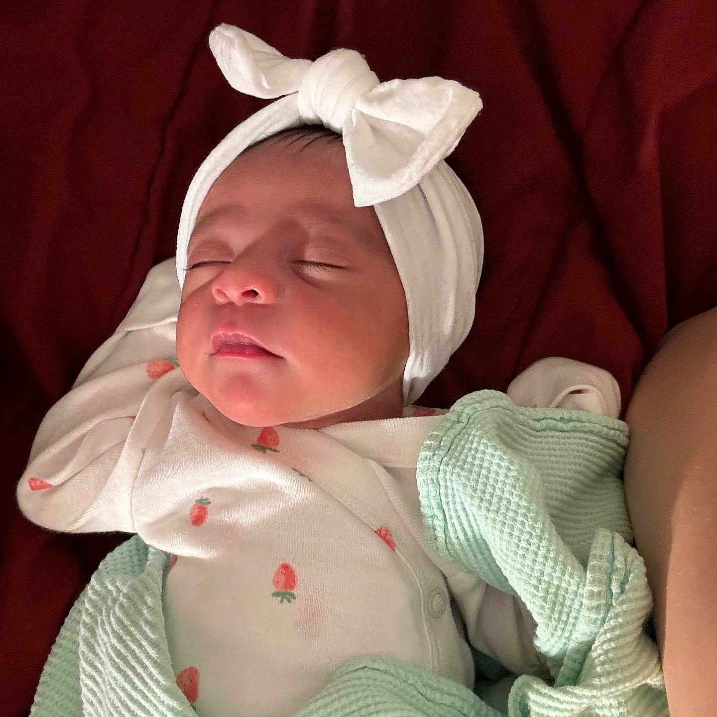 Arailee is registered to the contest to win money with this photo: architecture, baby, bed, blanket, bonnet, clothing, cushion, face, furniture, glove, hat, head, homedecor, newborn, person, photography, portrait, quilt, sleeping, towel