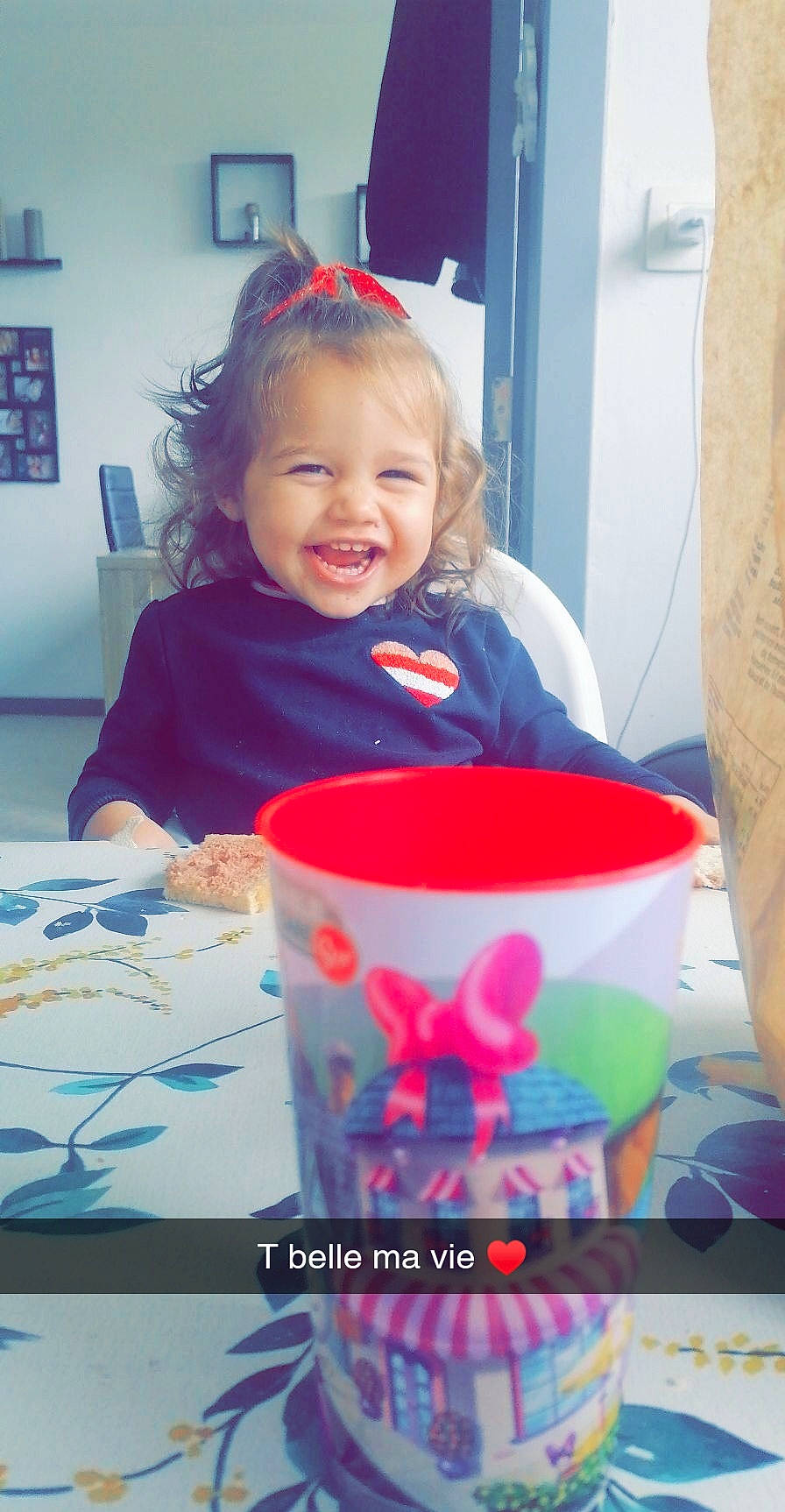 Maëly a rejoint le concours — aidez-le/la à gagner de superbes lots ! child, drinkware, facial_expression, fun, happy, human, joy, mouth, paint, person, picture_frame, pink, product, purple, red, smile, snapshot, summer, t_shirt, table