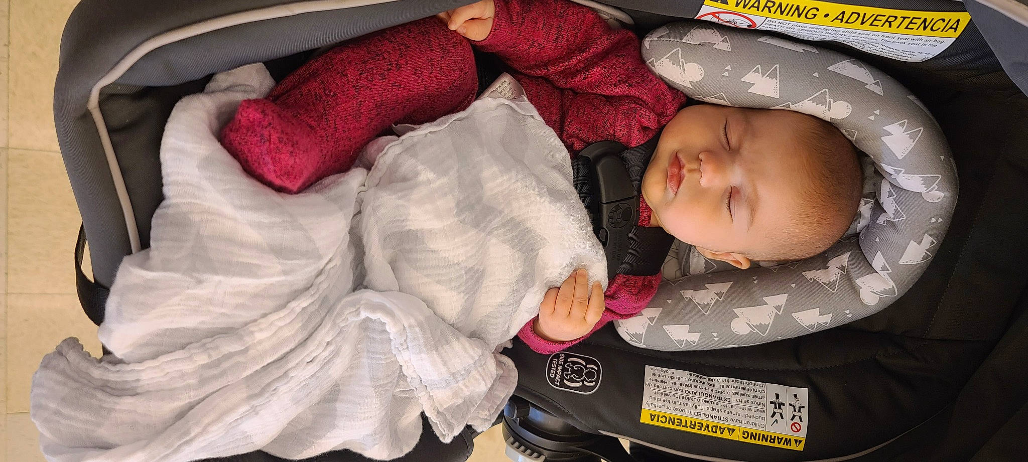 Emery is registered to the contest to win money with this photo: baby, baby_carriage, baby_products, baby_sleeping, baby_toddler_clothing, bedtime, carmine, cheek, child, comfort, couch, fur, headgear, linens, nap, person, room, skin, sleep, textile