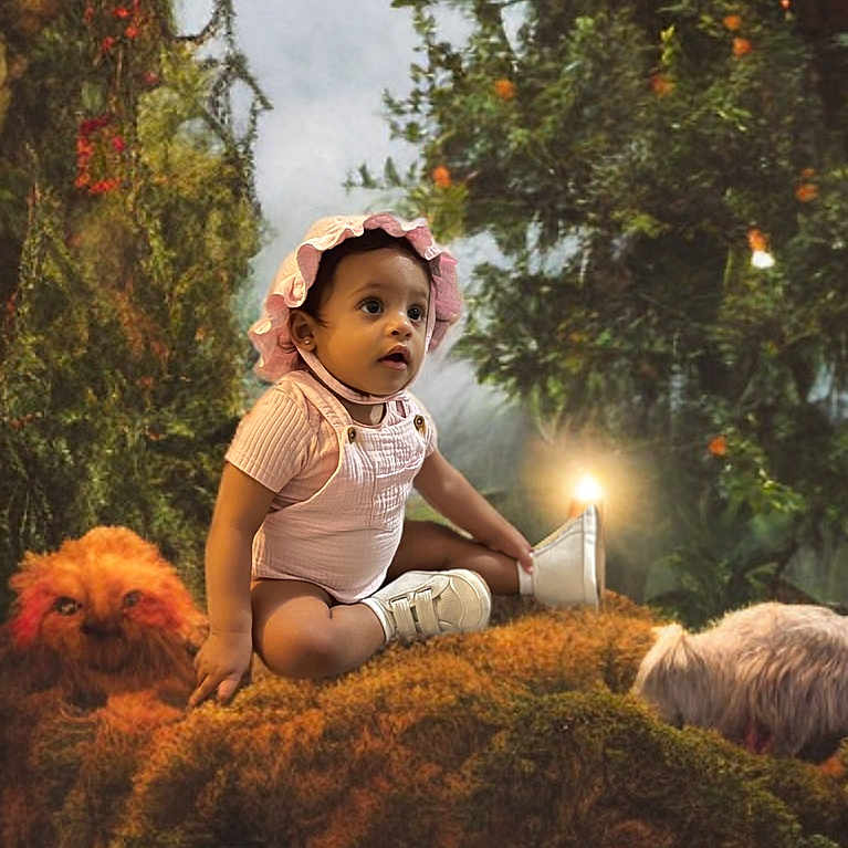 Tala joined the competition — help win amazing prizes! animal, baby, canine, cat, clothing, face, footwear, grass, hat, head, lighting, person, pet, photography, plant, portrait, shoe, sitting, tree, vegetation