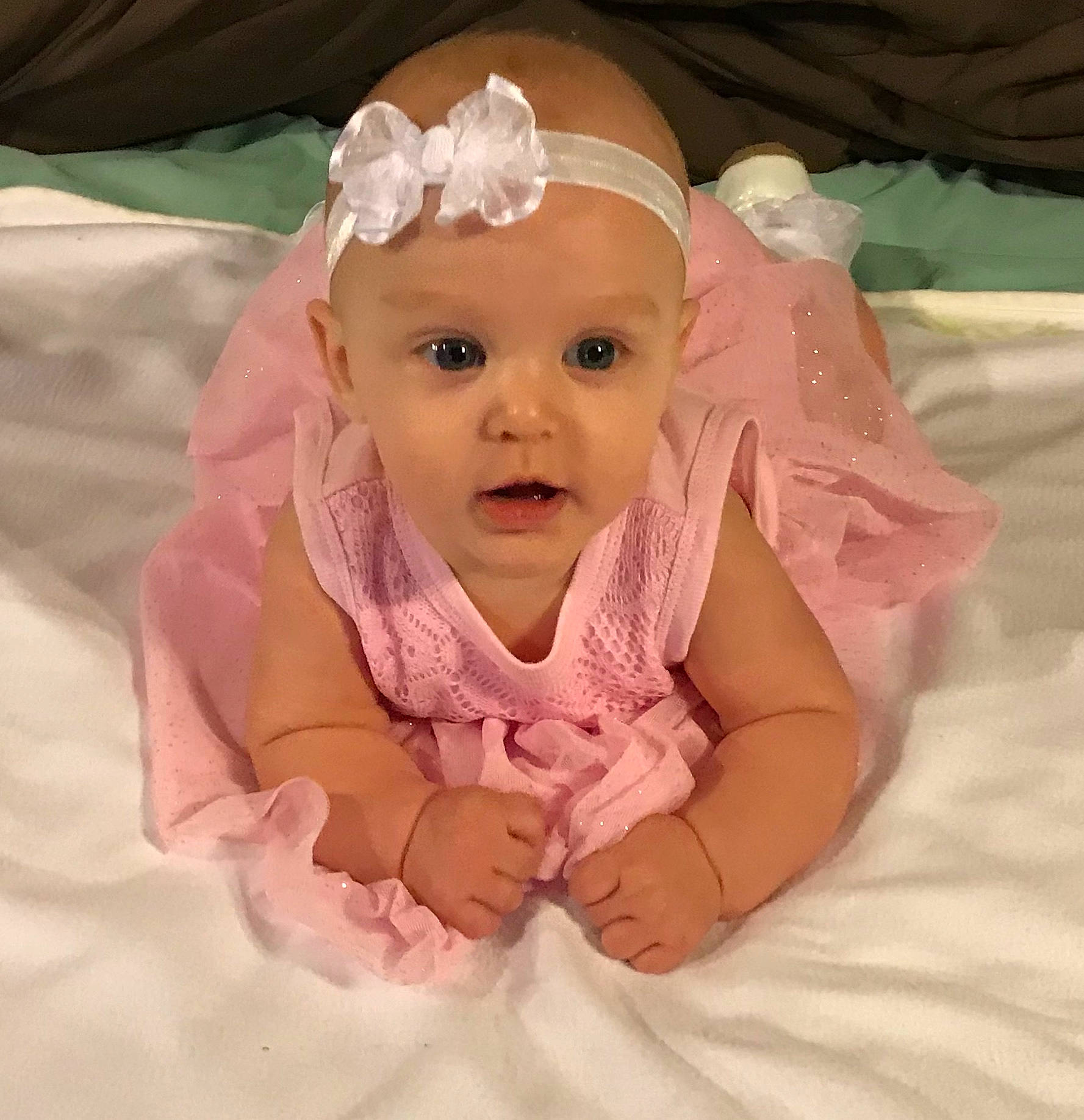 Dana joined the competition — help win amazing prizes! baby, cheek, child, face, forehead, hair_accessory, head, headband, headgear, headpiece, mouth, nose, person, pink, skin, toddler