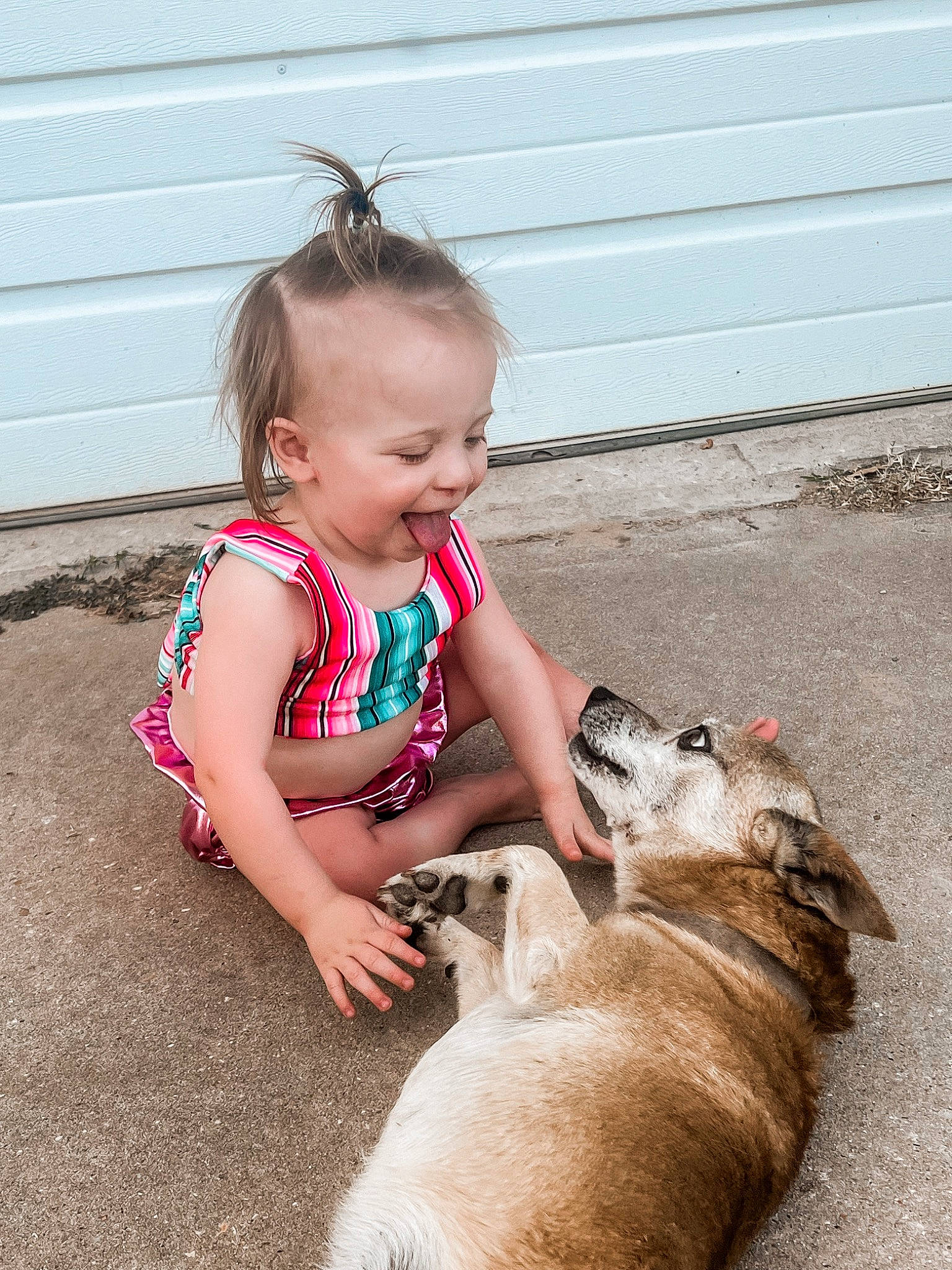 Everly is registered to the contest to win money with this photo: baby, baby_toddler_clothing, canidae, carnivore, child, companion_dog, dog_breed, fawn, felidae, fur, happy, mammal, person, sitting, small_to_medium_sized_cats, smile, snout, sporting_group, street_dog, toddler