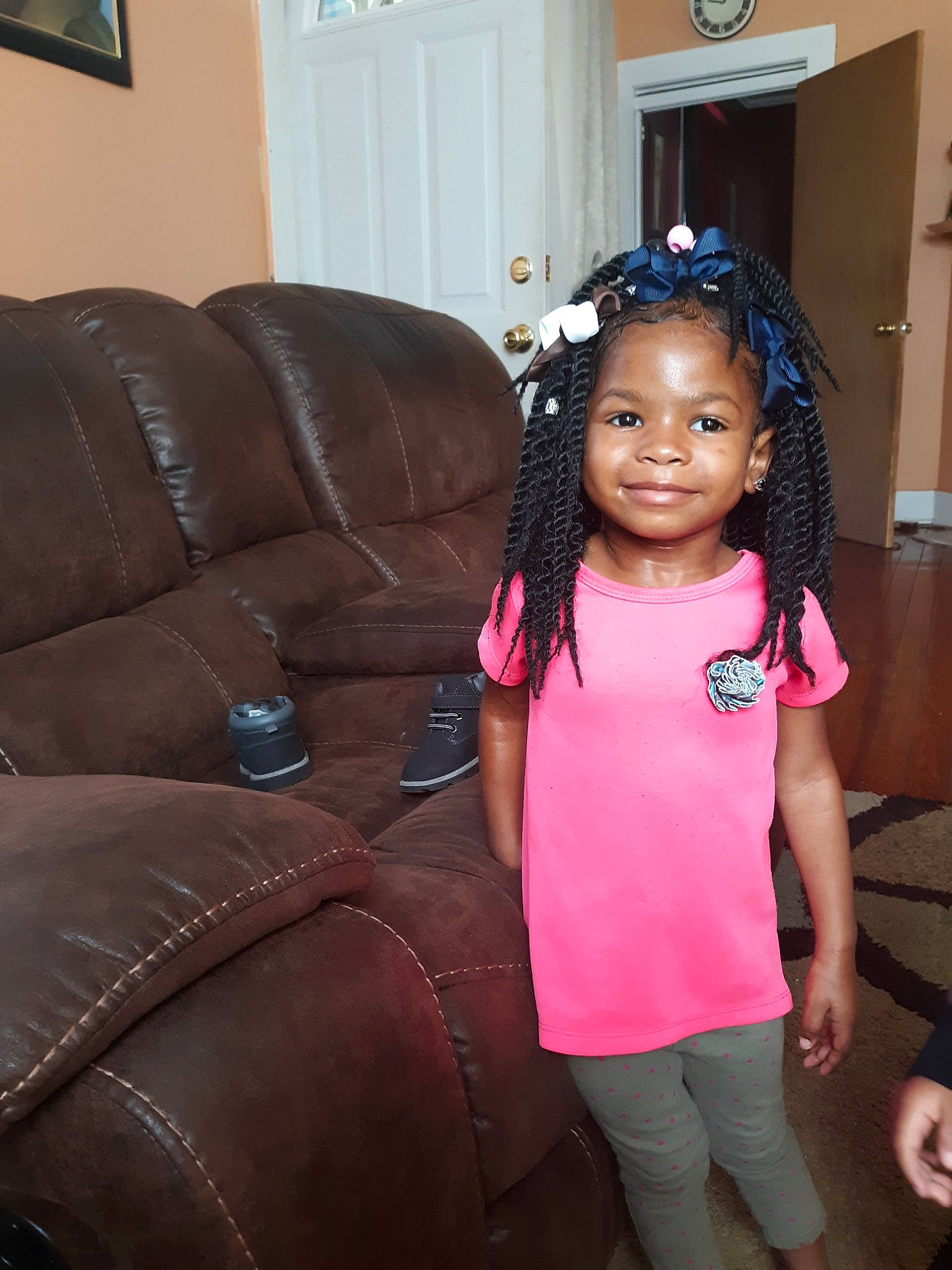 Jaleah is registered to the contest to win money with this photo: black_hair, child, hair, hair_accessory, hairstyle, joy, long_hair, person, pink, toddler