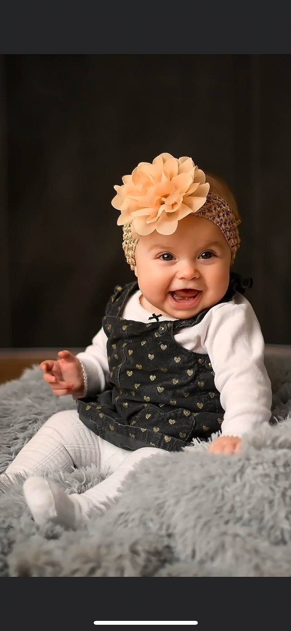 Harper joined the competition — help win amazing prizes! art, baby, baby_toddler_clothing, cheek, child, embellishment, eye, face, flash_photography, flower, happy, headband, headgear, headpiece, headwear, jewellery, person, skin, sleeve, smile