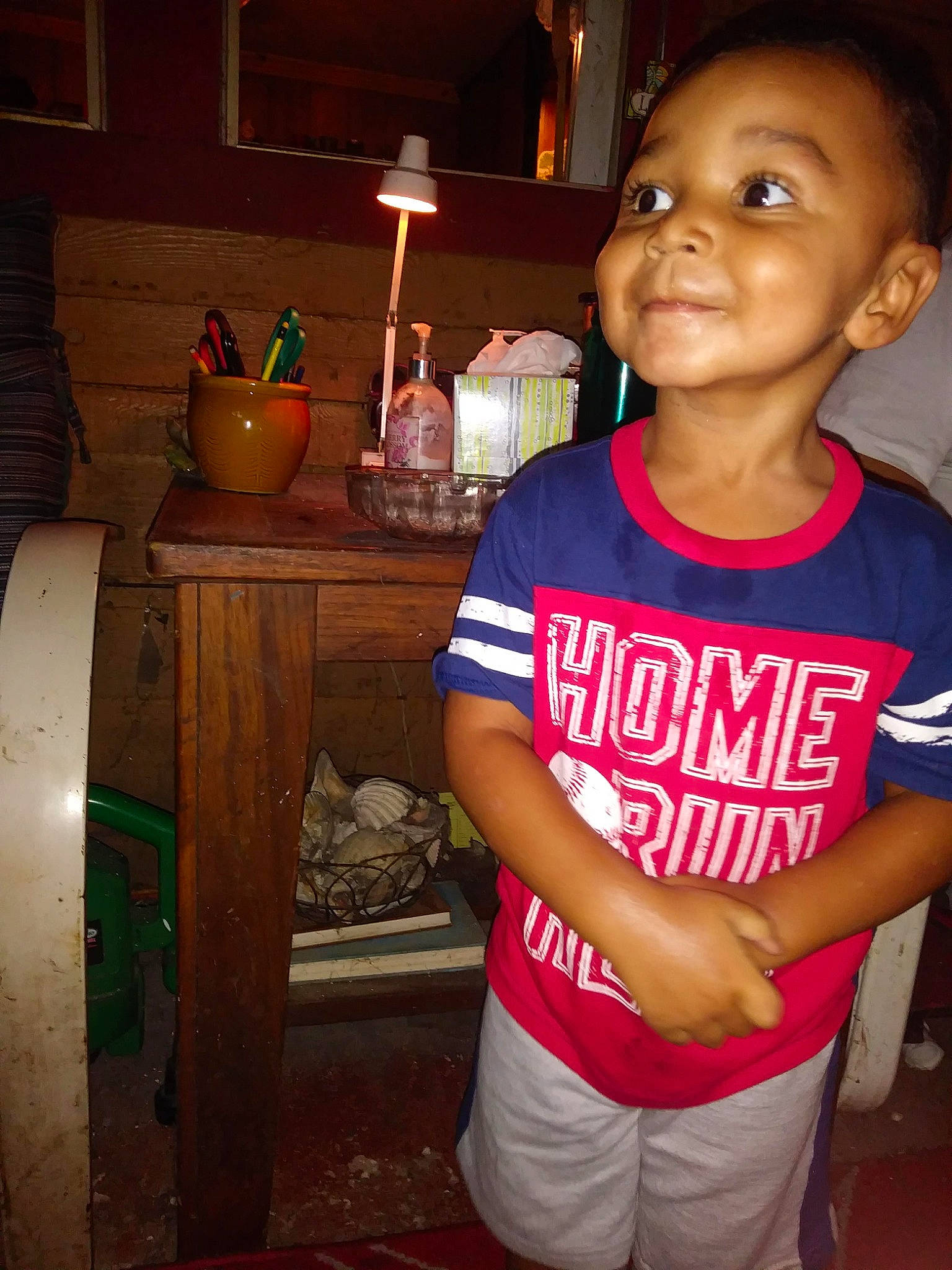 Alexander is registered to the contest to win money with this photo: child, day, drink, facial_expression, fun, girl, joy, person, smile, standing, t_shirt, toddler