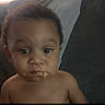 Robert is registered to the contest to win money with this photo: baby, bare_shoulders, child, close_up, couch, curly_hair, cute, expression, eyes, face, food_on_face, indoor, messy_face, mouth, person, portrait, skin, snack, toddler, young_child