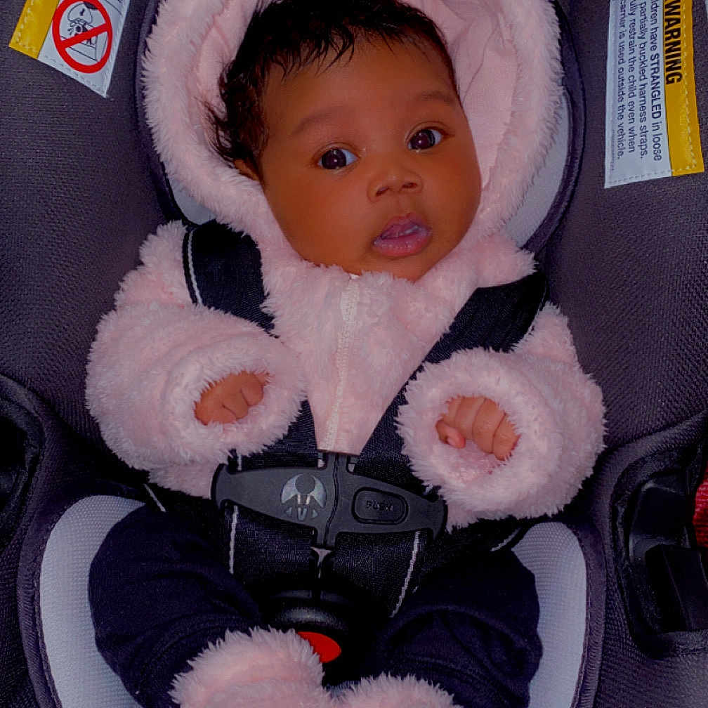 Serenity joined the competition — help win amazing prizes! baby, bonnet, car, car_interior, carseat, clothing, coat, face, hat, head, hood, hoodie, hosiery, jacket, knitwear, person, sock, toy, transportation, vehicle