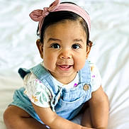 Lilliana Grace joined the competition — help win amazing prizes! baby, bed, bedroom, bodypart, clothing, couch, crawling, dress, face, finger, furniture, hand, happy, head, pants, person, photography, portrait, sitting, smile