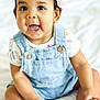 Lilliana Grace is registered to the contest to win money with this photo: baby, babylaughing, bodypart, clothing, dress, face, finger, hand, happy, head, laughing, pants, person, photography, portrait, sitting, smile