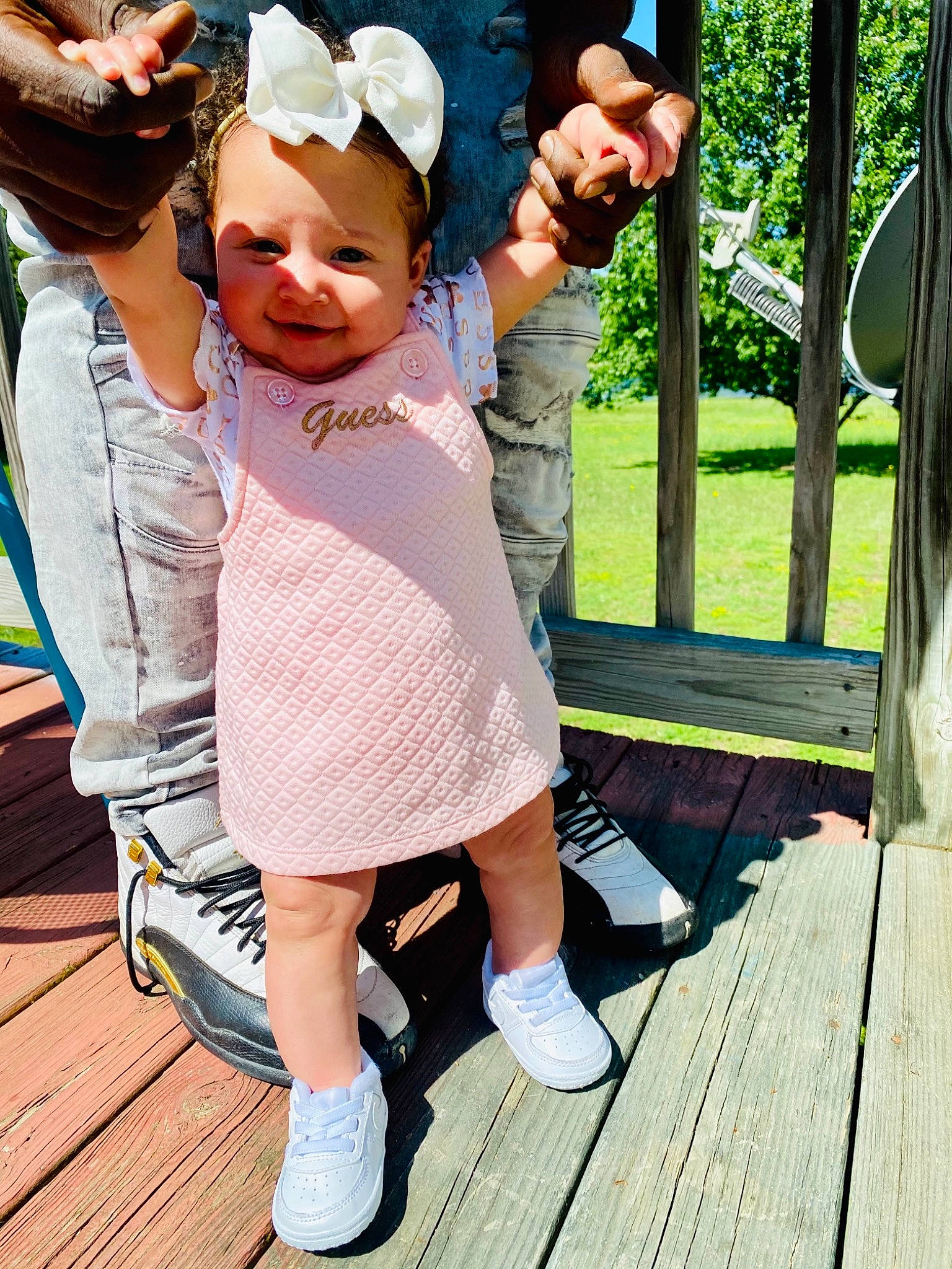 Ava joined the competition — help win amazing prizes! baby, baseball_cap, cap, child, event, eyewear, fashion_accessory, fun, gesture, grass, happy, hat, headwear, leisure, person, plant, recreation, smile, sun_hat, toddler