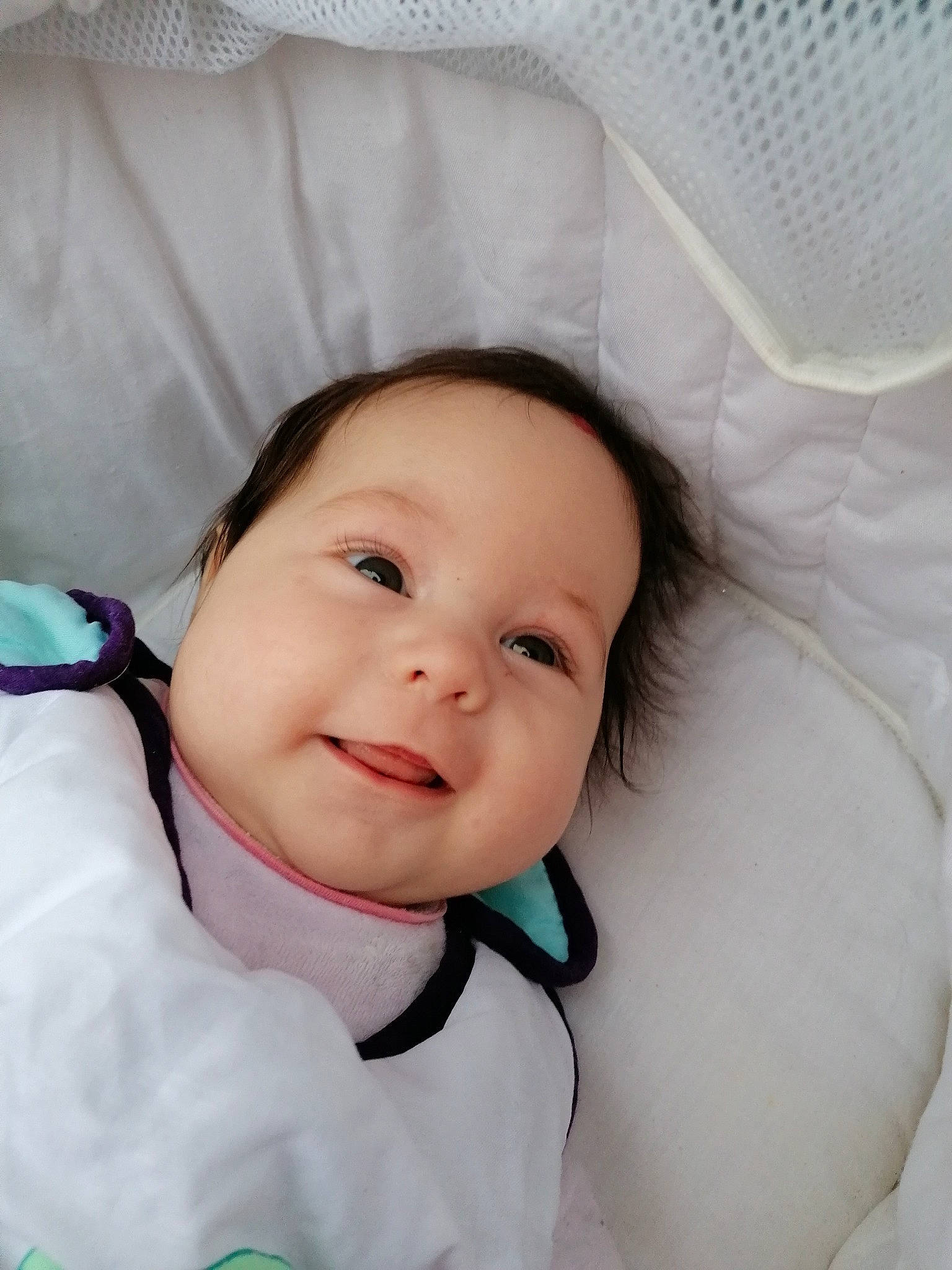 Milana participe au concours pour gagner de l'argent avec cette photo : baby, baby_products, baby_toddler_clothing, cheek, comfort, eye, eyebrow, eyelash, face, fashion_accessory, flash_photography, hairstyle, happy, headgear, iris, outerwear, person, skin, sleeve, smile