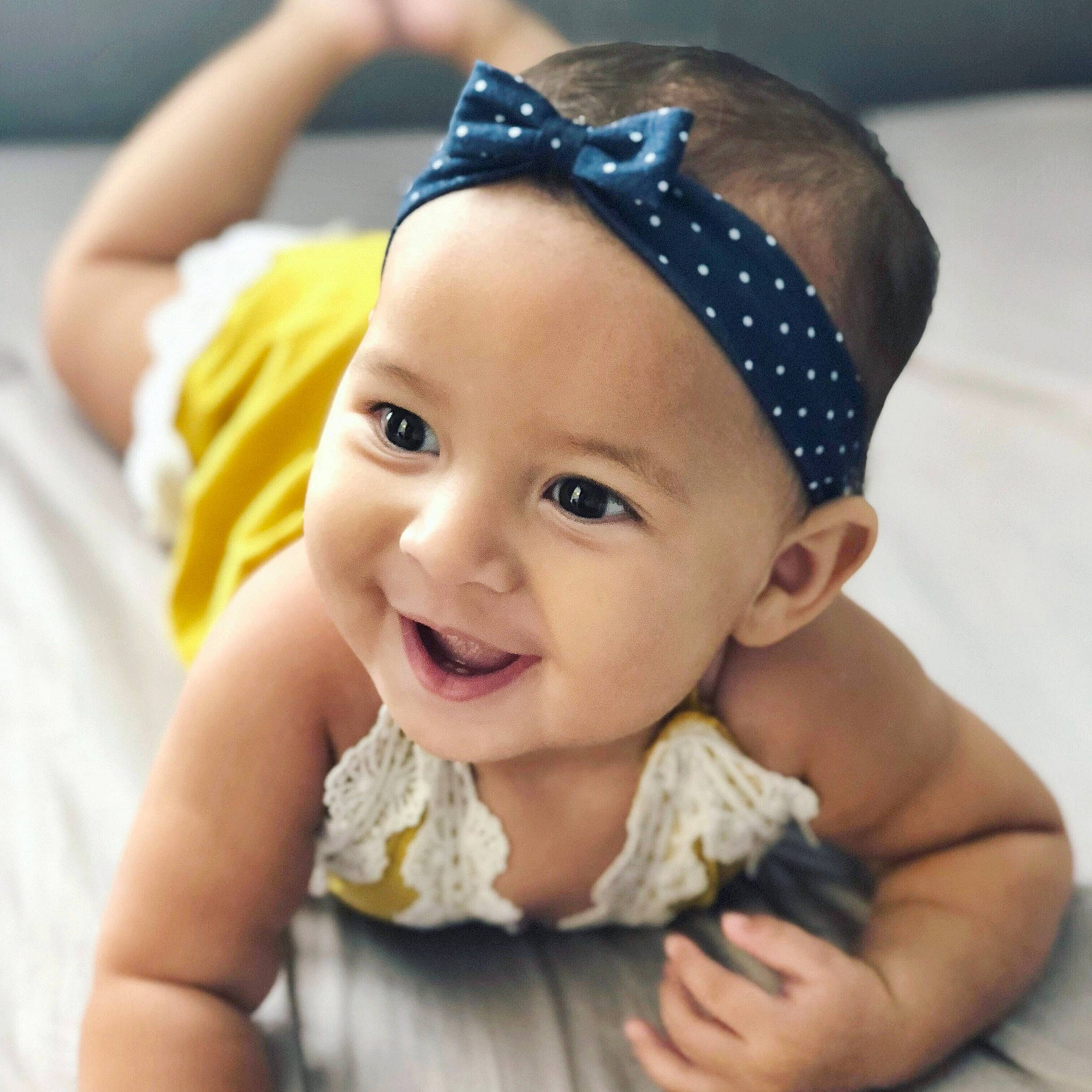 Mila Rose is registered to the contest to win money with this photo: child, fashion_accessory, hair_accessory, headband, headgear, headpiece, infant, jewellery, joy, person, toddler