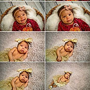 Serenity joined the competition — help win amazing prizes! baby, infant, child, girl, headband, bow, smile, portrait, cute, cozy, blanket, fur, floor, wooden_floor, dress, gold, red, polka_dot, happy, posing