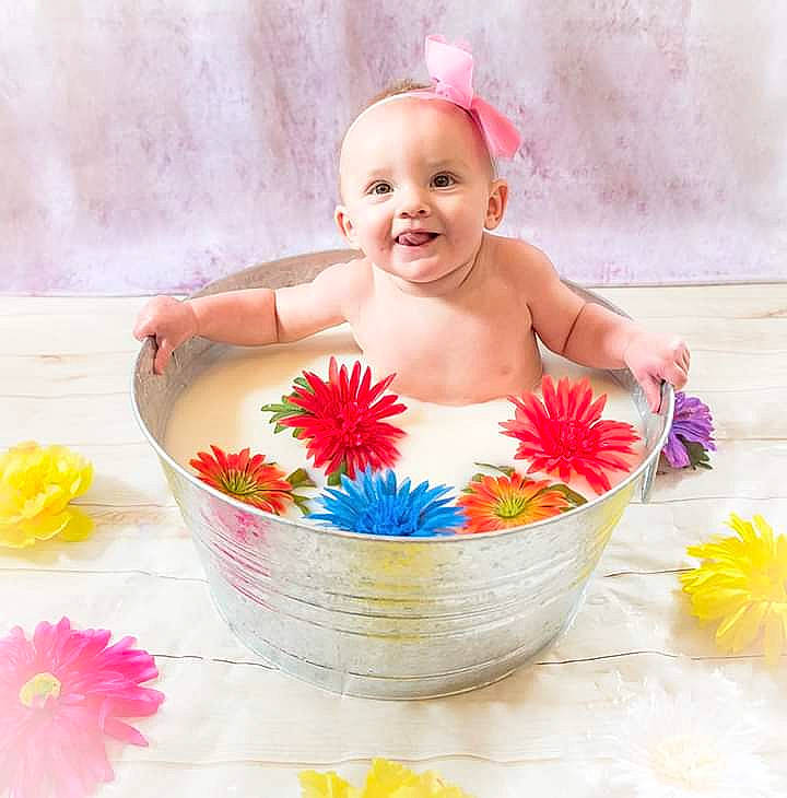 Lux joined the competition — help win amazing prizes! baby, baby_bathing, bathing, bathtub, child, flower, gerbera, hair_accessory, joy, person, petal, plant, play, toddler, washing