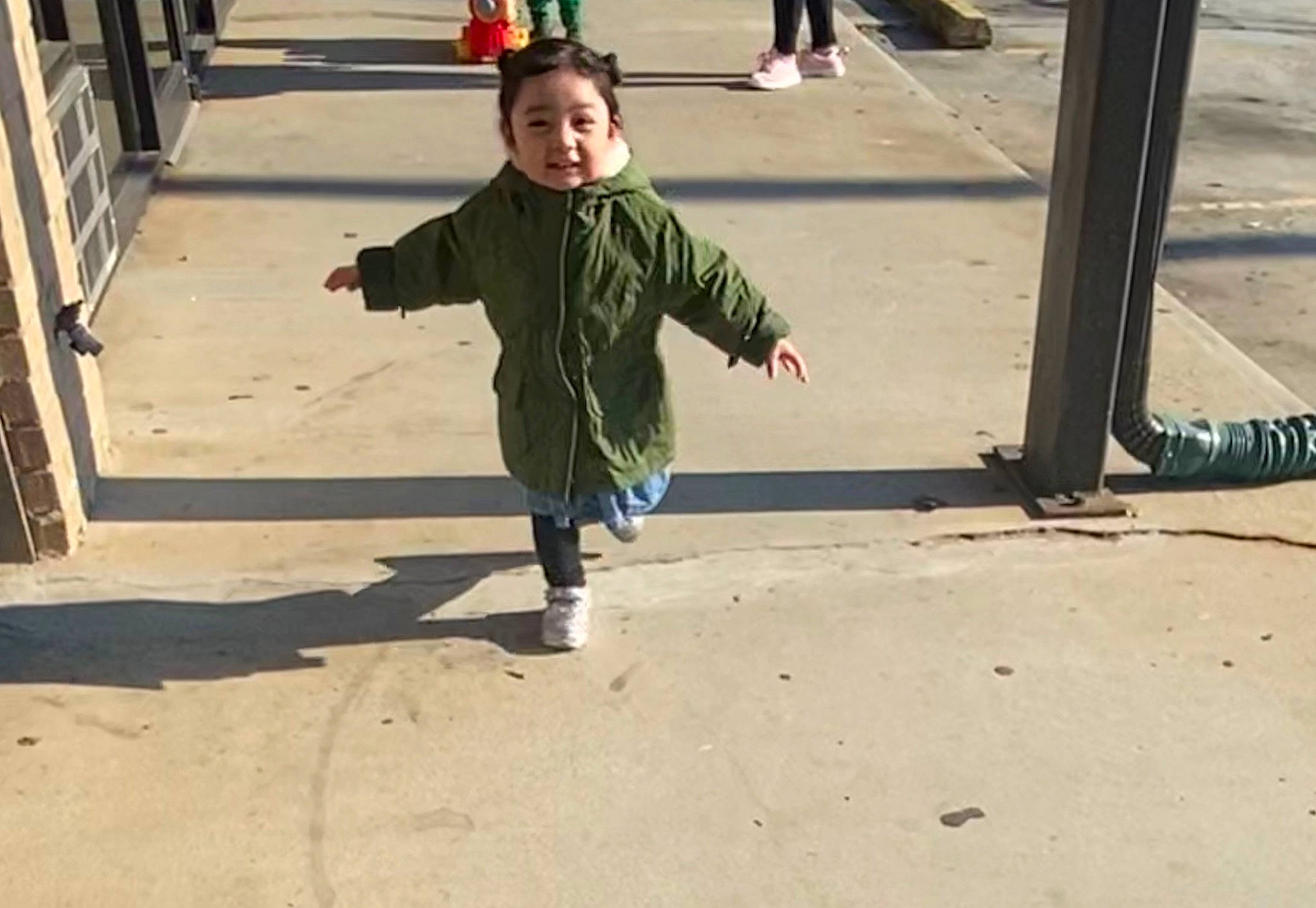 Angela joined the competition — help win amazing prizes! asphalt, child, fun, leg, outerwear, pedestrian, person, photography, play, recreation, shoe, sidewalk, snapshot, standing, walking