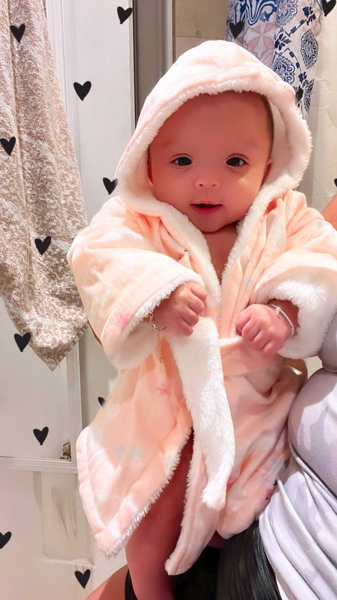 Raquel joined the competition — help win amazing prizes! baby, baby_products, baby_safety, baby_toddler_clothing, cap, comfort, eye, fashion_design, fur, headgear, headwear, jacket, linens, lip, peach, person, pink, skin, sleeve, thumb