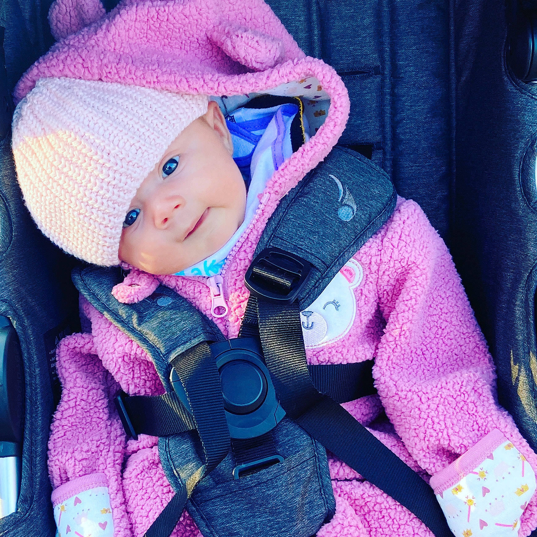 Jessa joined the competition — help win amazing prizes! child, cool, crochet, headgear, knit_cap, knitting, outerwear, person, pink, purple, textile, toddler, toy, violet, wool, woolen
