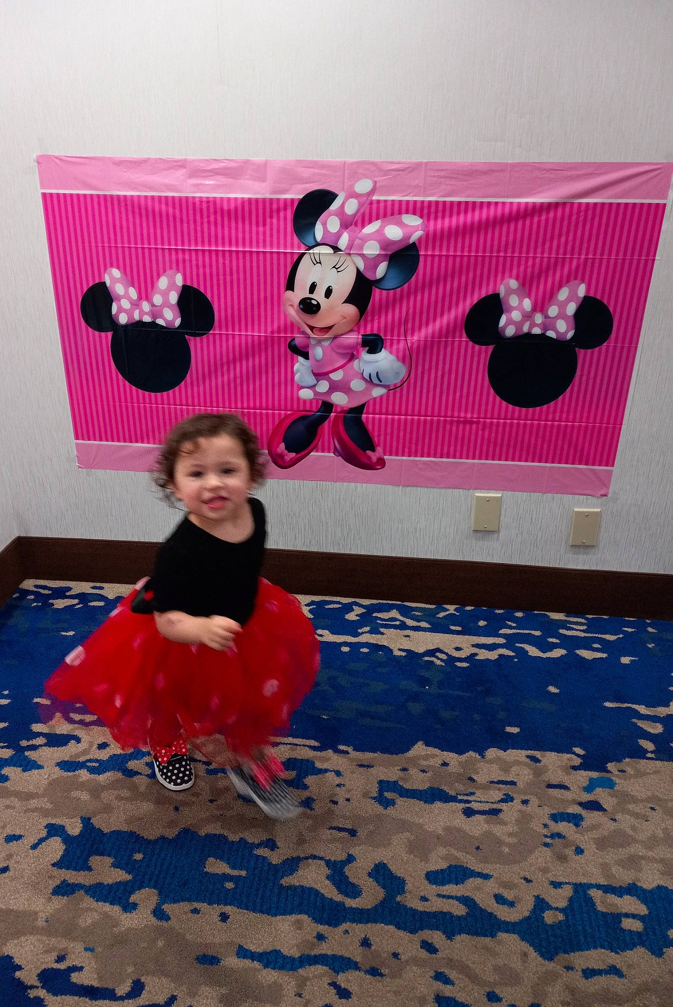 Olivia is registered to the contest to win money with this photo: art, baby_toddler_clothing, blue, butterfly, child, event, flooring, happy, insect, magenta, moths_and_butterflies, pattern, person, pink, pollinator, red, smile, textile, toddler, vertebrate