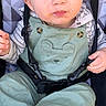 Rippley joined the competition — help win amazing prizes! toddler, child, baby, overalls, green_clothing, stroller, straps, face, blue_eyes, messy_face, cute, sitting, hands, outdoor, casual_wear, portrait, clothing, infant, baby_clothes, cute_expression