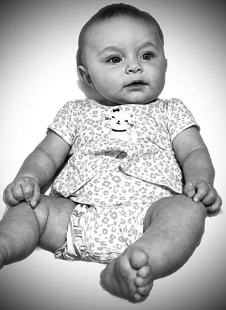 Angel joined the competition — help win amazing prizes! arm, baby_toddler_clothing, black, black_and_white, cheek, eye, facial_expression, flash_photography, gesture, hand, happy, head, human_body, iris, person, photograph, product, skin, sleeve, standing