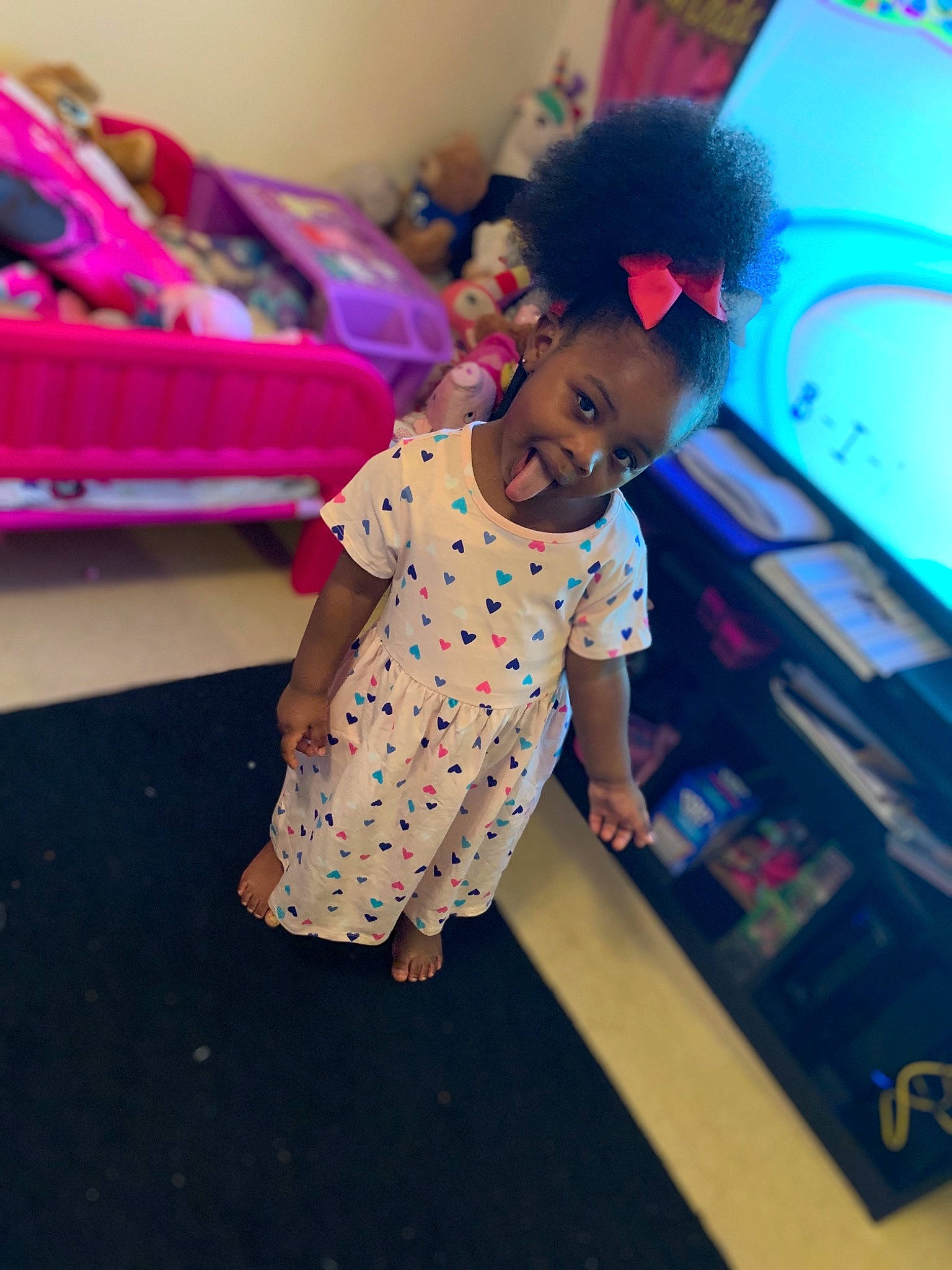 Amariana joined the competition — help win amazing prizes! baby_toddler_clothing, child, dress, facial_expression, fashion, fashion_design, floor, flooring, fun, happy, human_body, leisure, magenta, pattern, person, pink, shoe, skin, sleeve, smile