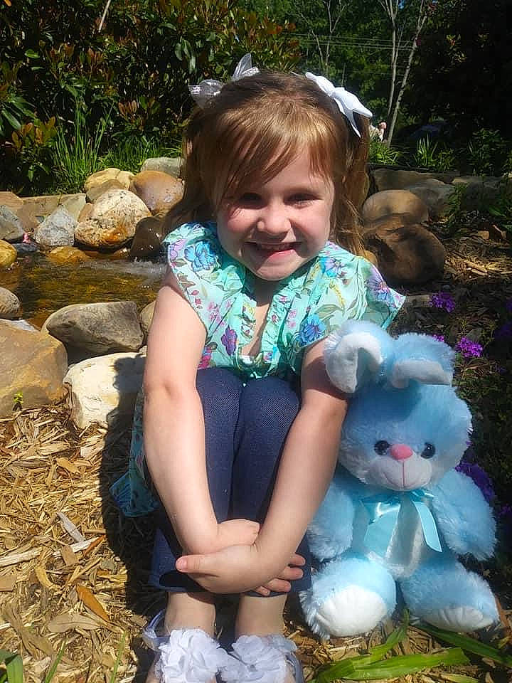 Rachel joined the competition — help win amazing prizes! child, easter, easter_bunny, fawn, grass, joy, person, play, sitting, smile, teddy_bear, toddler