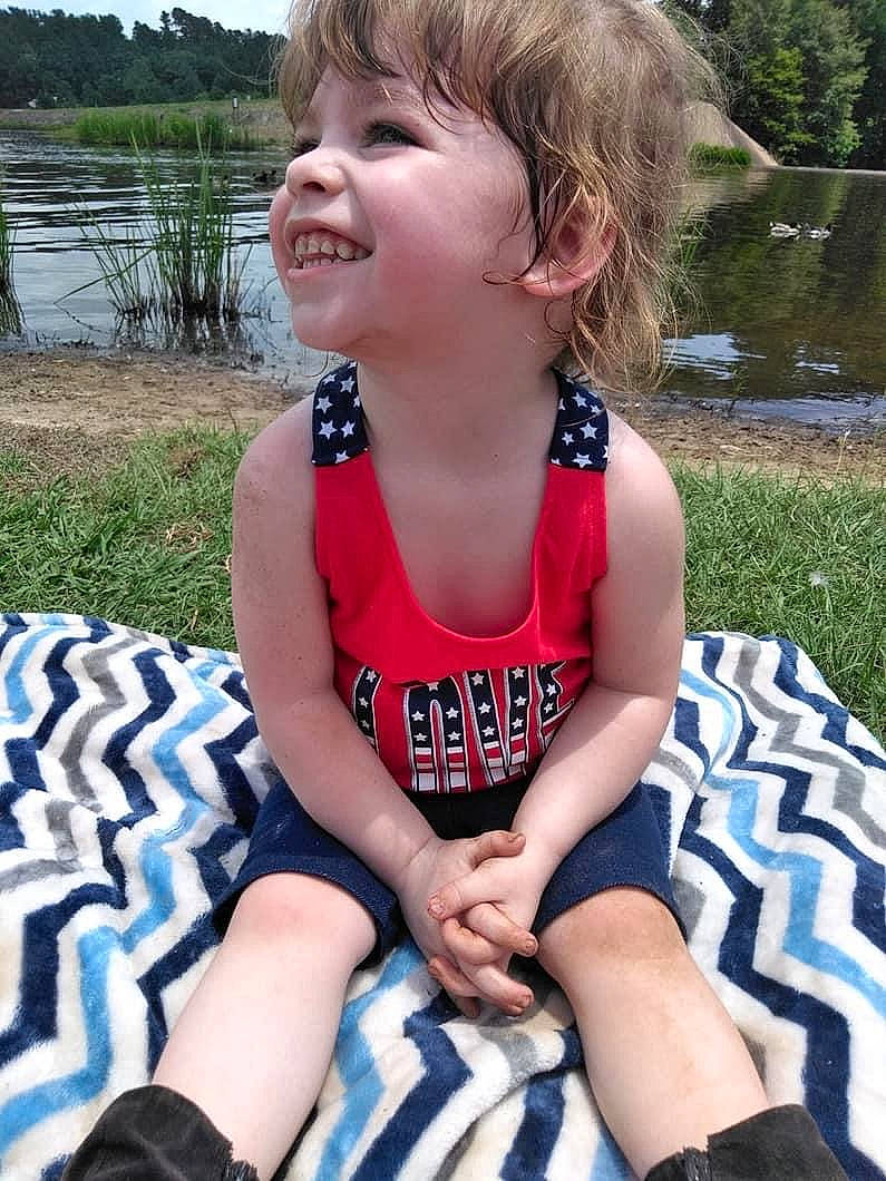 Samantha joined the competition — help win amazing prizes! child, joy, leisure, person, play, recreation, sitting, summer, toddler, vacation