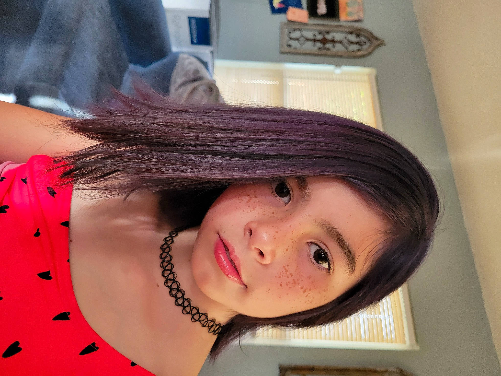 Kristal joined the competition — help win amazing prizes! bangs, black_hair, chin, eyebrow, eyelash, forehead, happy, hime_cut, jaw, layered_hair, lip, long_hair, makeover, mouth, neck, nose, person, shoulder, skin, smile