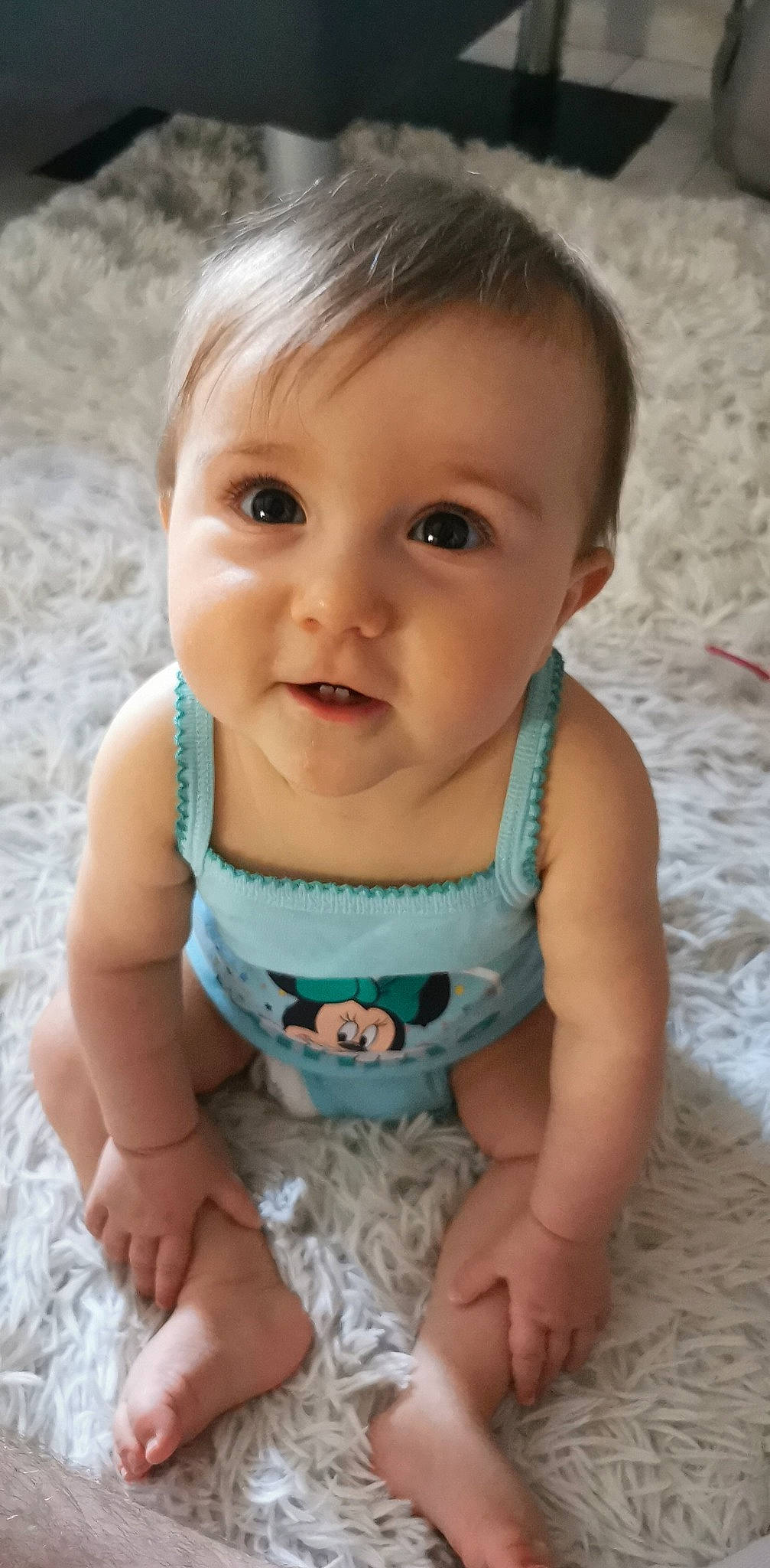 Abby participe au concours pour gagner de l'argent avec cette photo : aqua, azure, baby, baby_toddler_clothing, cheek, child, dress, eye, eyelash, face, happy, human_body, iris, lip, mouth, person, skin, sleeve, smile, t_shirt