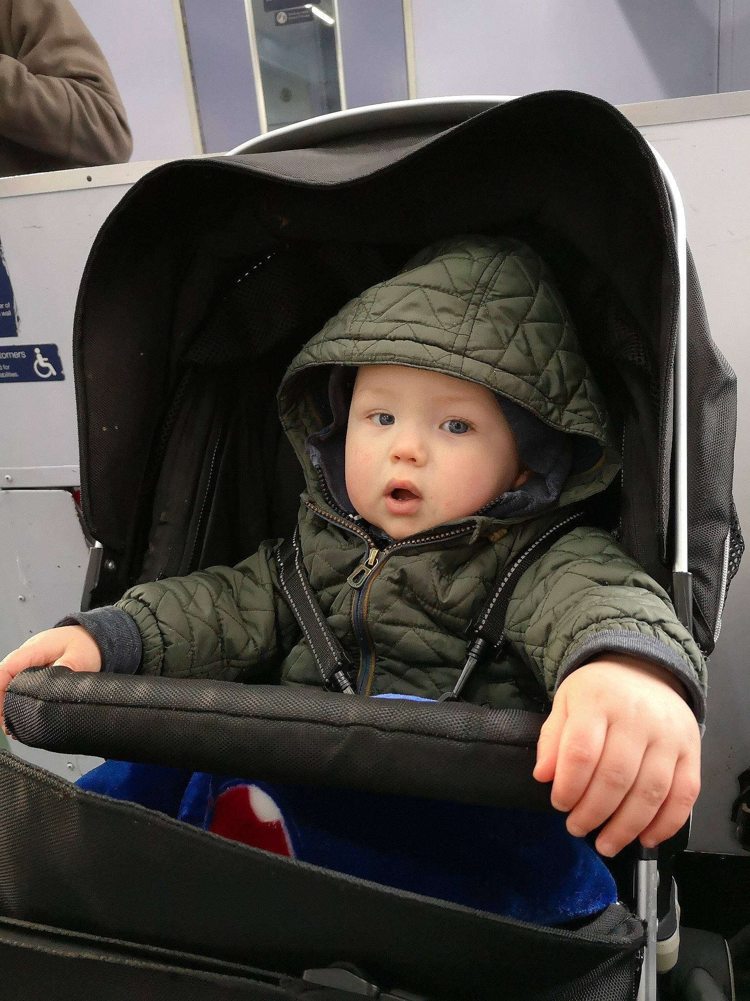 Giorgio Armani joined the competition — help win amazing prizes! baby, baby_carriage, baby_in_car_seat, baby_products, car_seat, cheek, child, comfort, family_car, headgear, headwear, person, product, sitting, skin, surprise, toddler, travel, vehicle