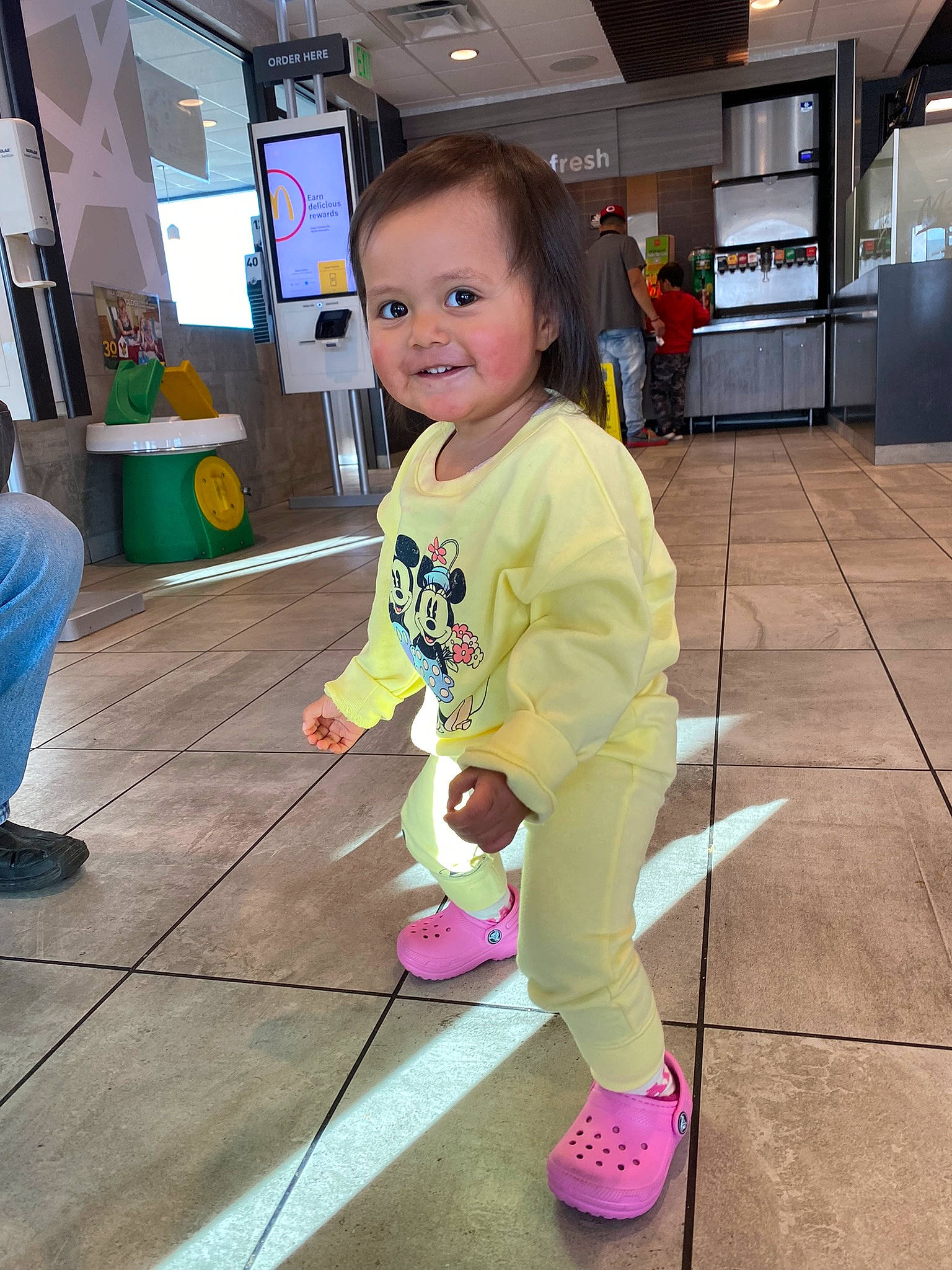 Brianna joined the competition — help win amazing prizes! child, event, floor, flooring, footwear, fun, happy, human_leg, joy, leisure, person, play, shoe, sleeve, smile, sneakers, standing, sweatpant, t_shirt, television