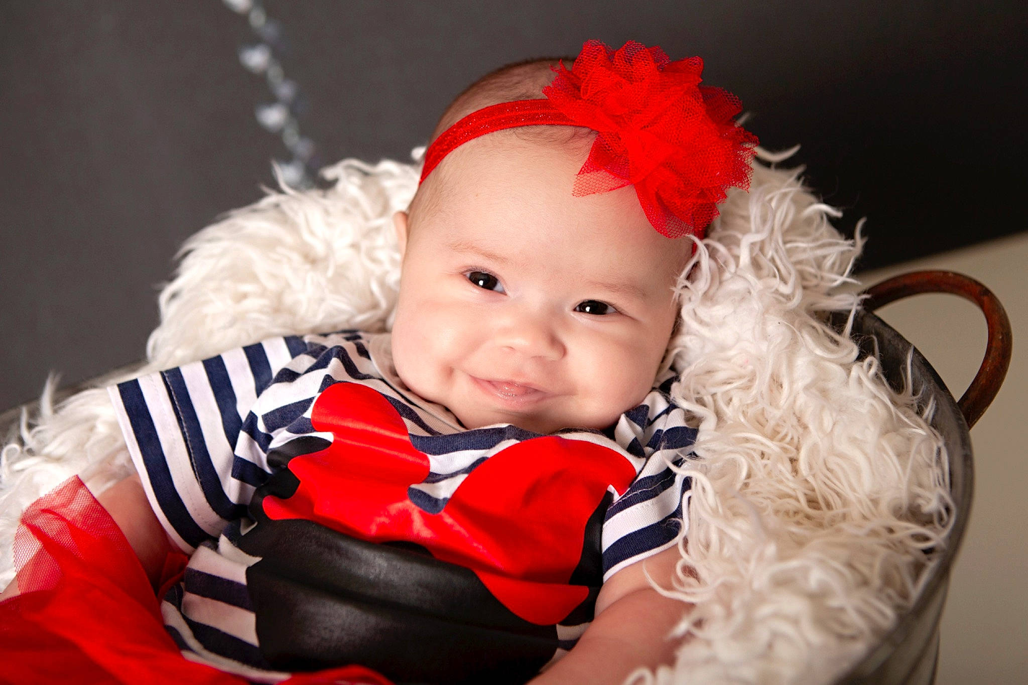 Madeleine joined the competition — help win amazing prizes! baby, baby_products, baby_toddler_clothing, cheek, child, child_model, costume, fashion_accessory, hair_accessory, headband, headgear, headwear, mouth, person, photography, portrait_photography, product, red, smile, toddler