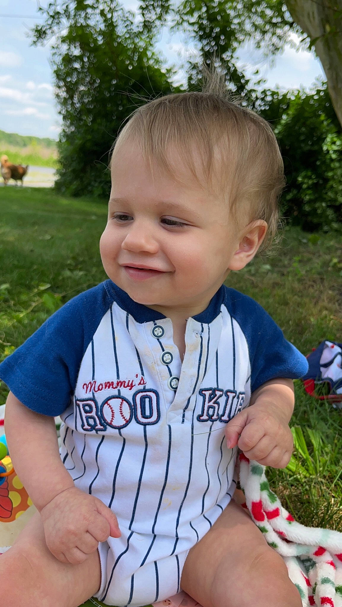 Oliver joined the competition — help win amazing prizes! arm, baby_toddler_clothing, cheek, child, facial_expression, finger, fun, grass, happy, iris, joy, leisure, nose, person, plant, skin, sky, sleeve, smile, summer