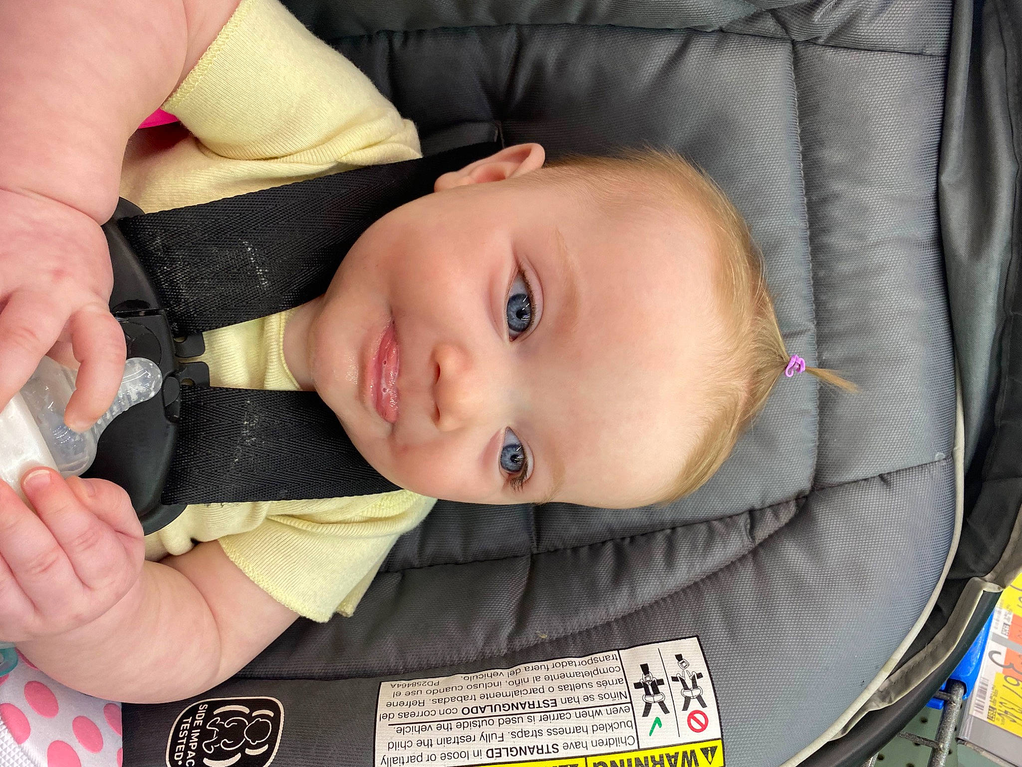 Novah joined the competition — help win amazing prizes! baby, baby_carriage, baby_toddler_clothing, cheek, eye, eyebrow, eyelash, finger, gesture, hand, head, iris, lip, nose, person, product, skin, smile, thumb, toddler